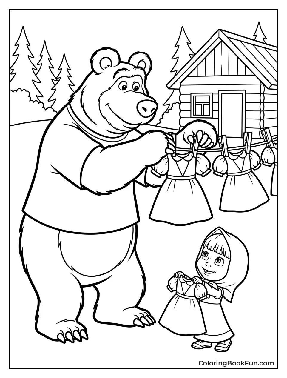 Bear Hangs Up Pink Dresses