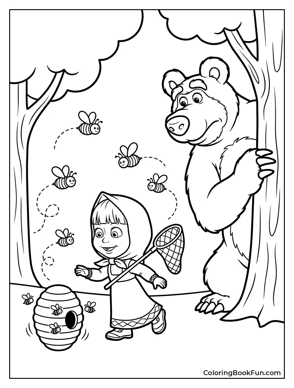 Masha Avoids Buzzing Bees