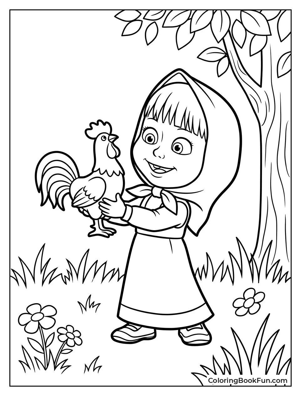 Masha Holds Rooster Toy