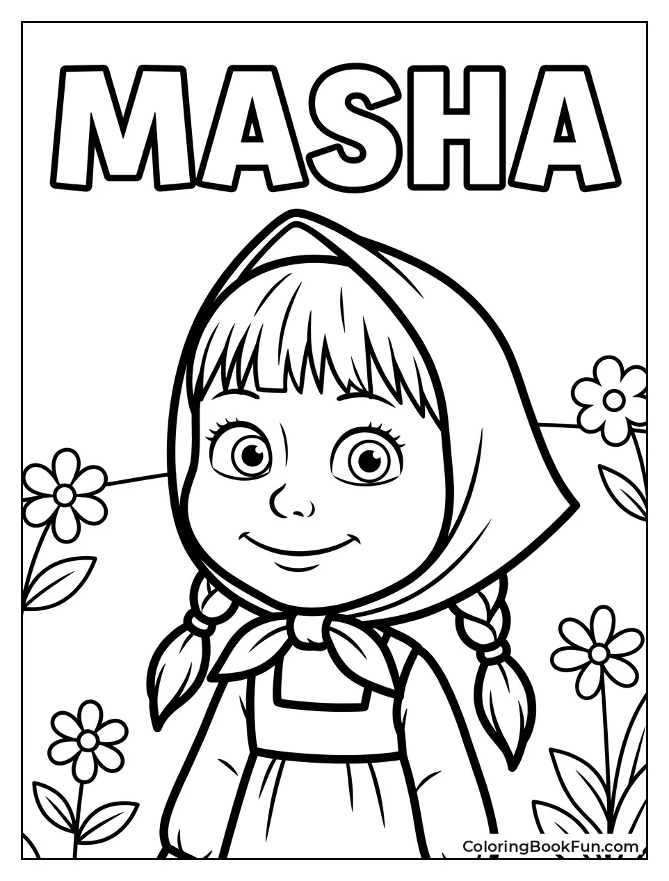 Curious Masha Smiles With Pigtails