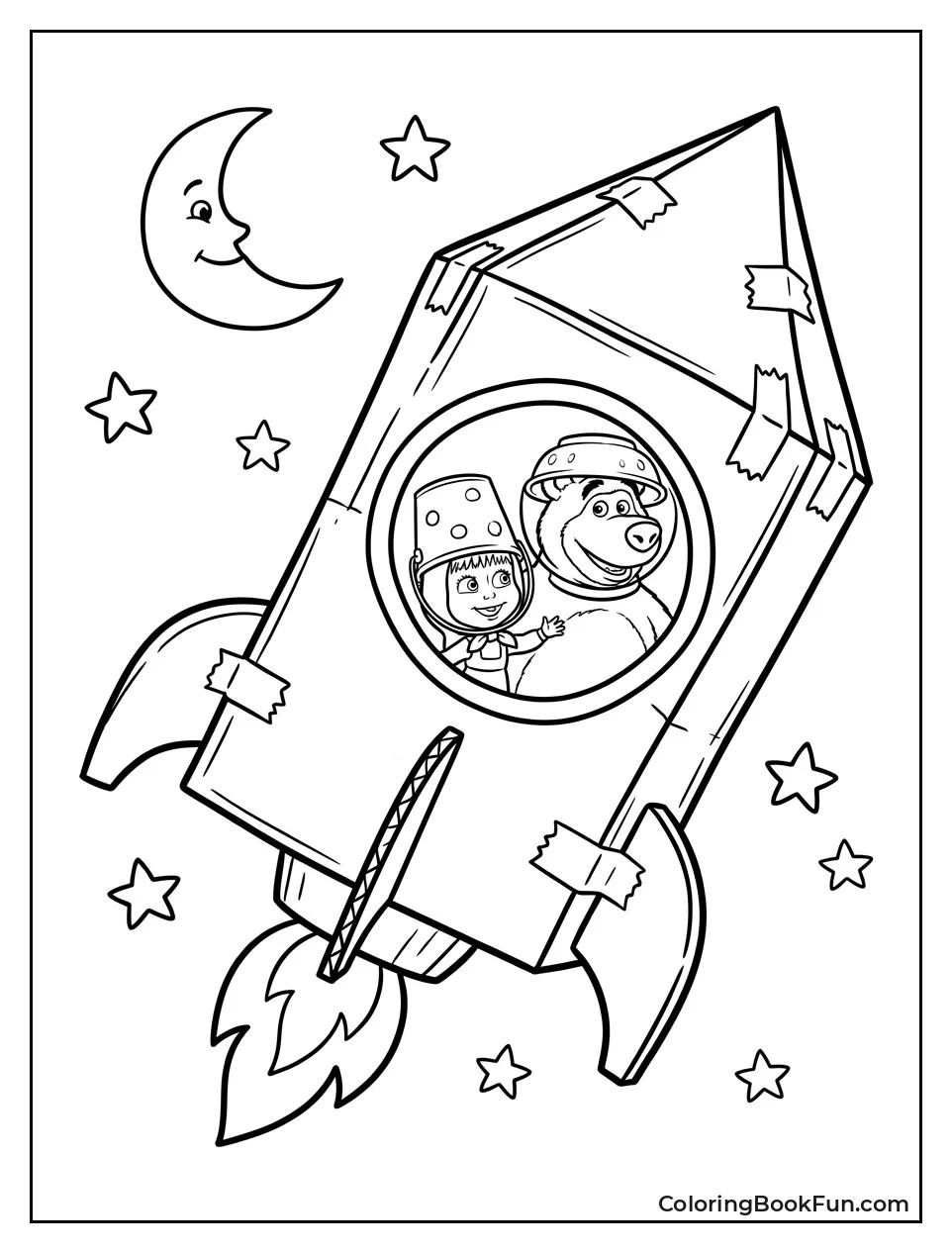 Masha And Bear Float In Rocket
