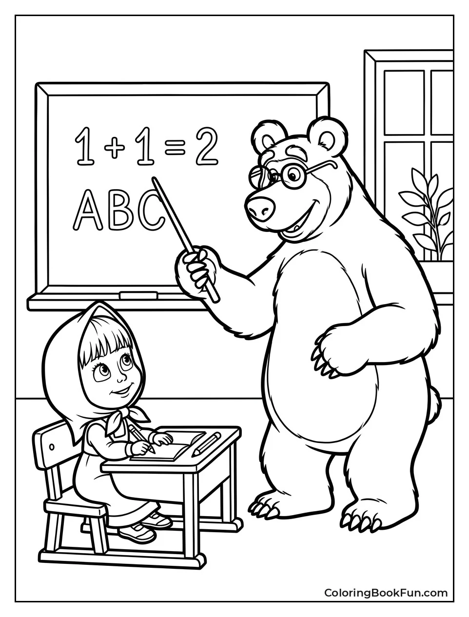 Bear Teaches Masha At School