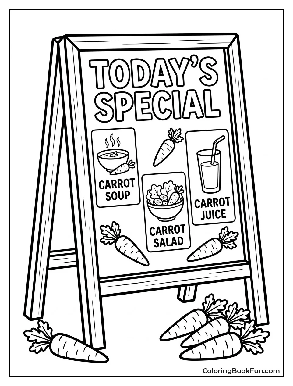 Cafe Menu with Carrot Drawings