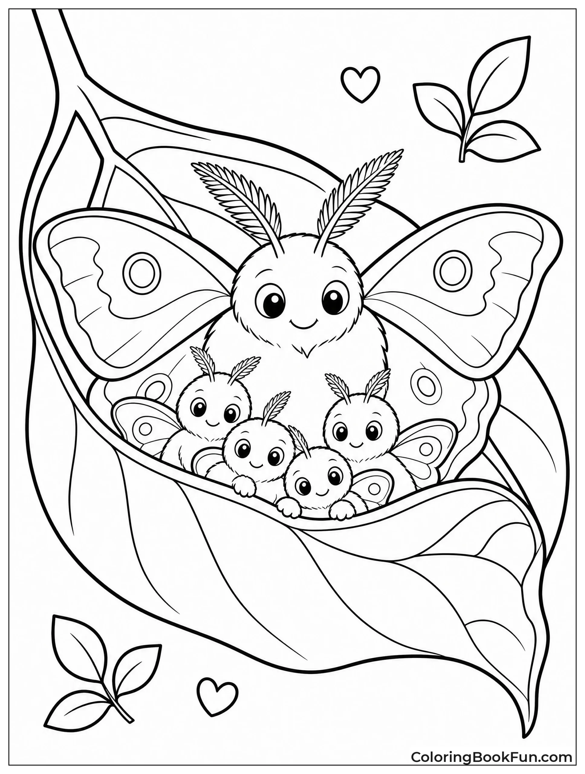 Parent Moth with Baby Moths