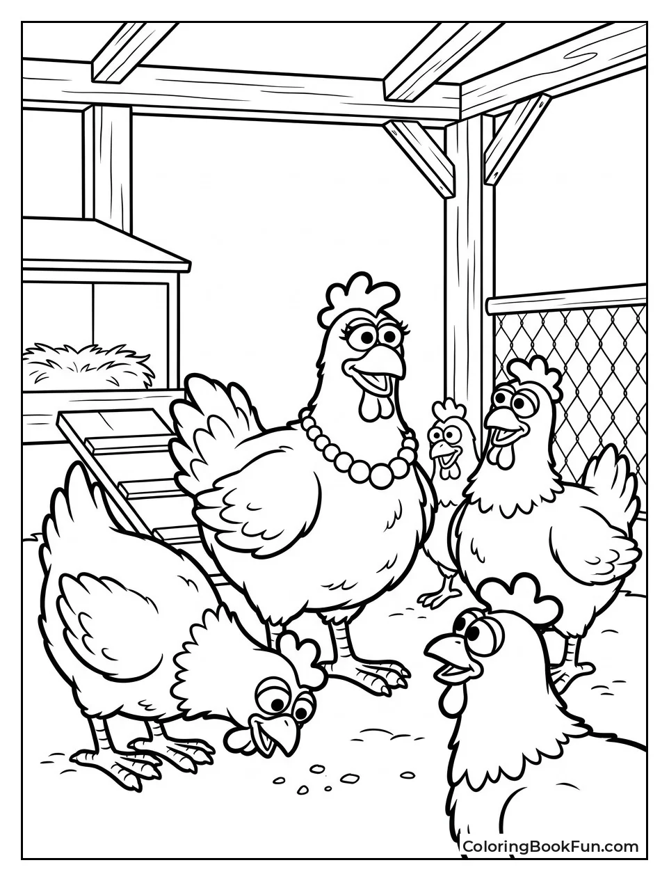Chickens Clucking in Coop