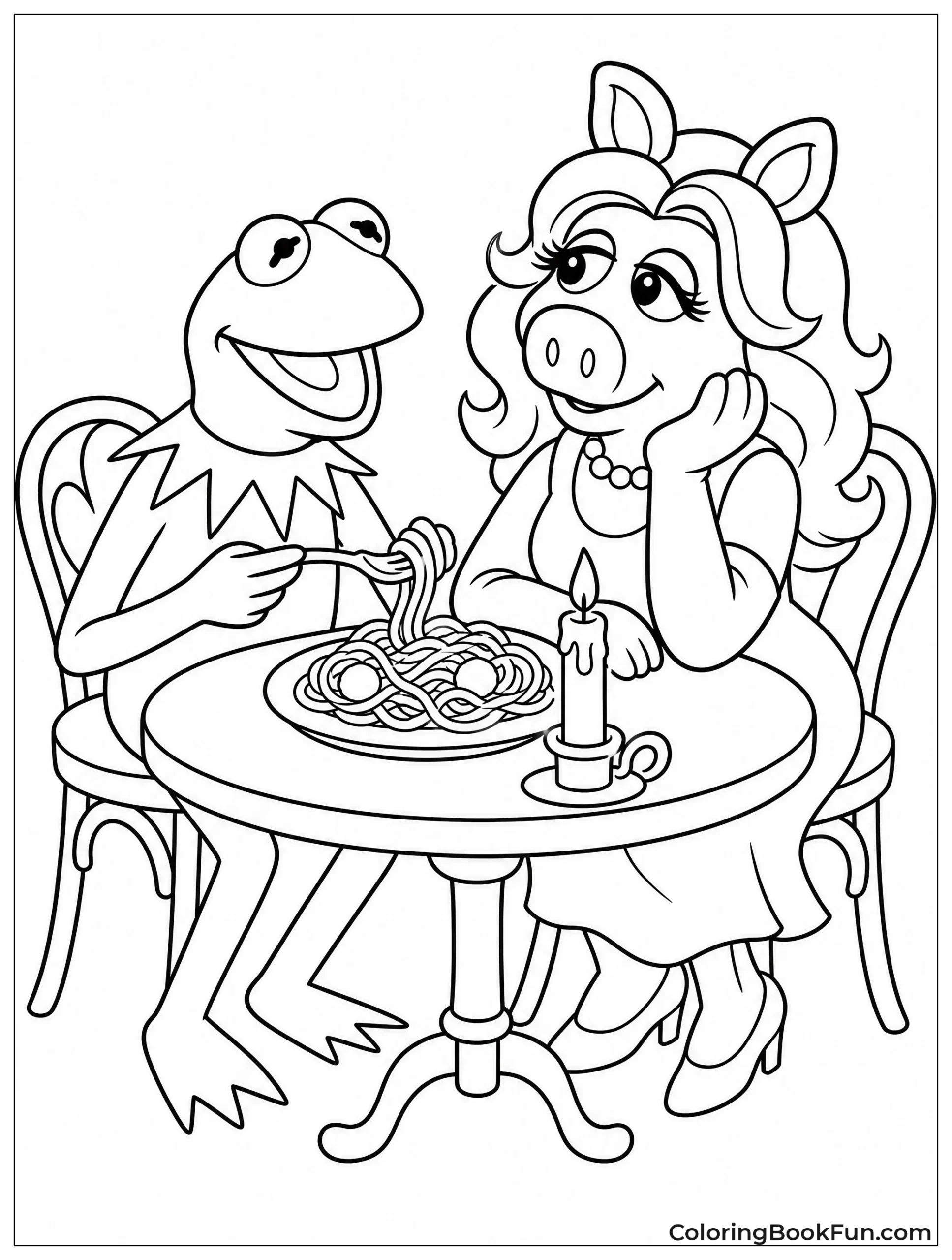 Kermit and Piggy Sharing Dinner