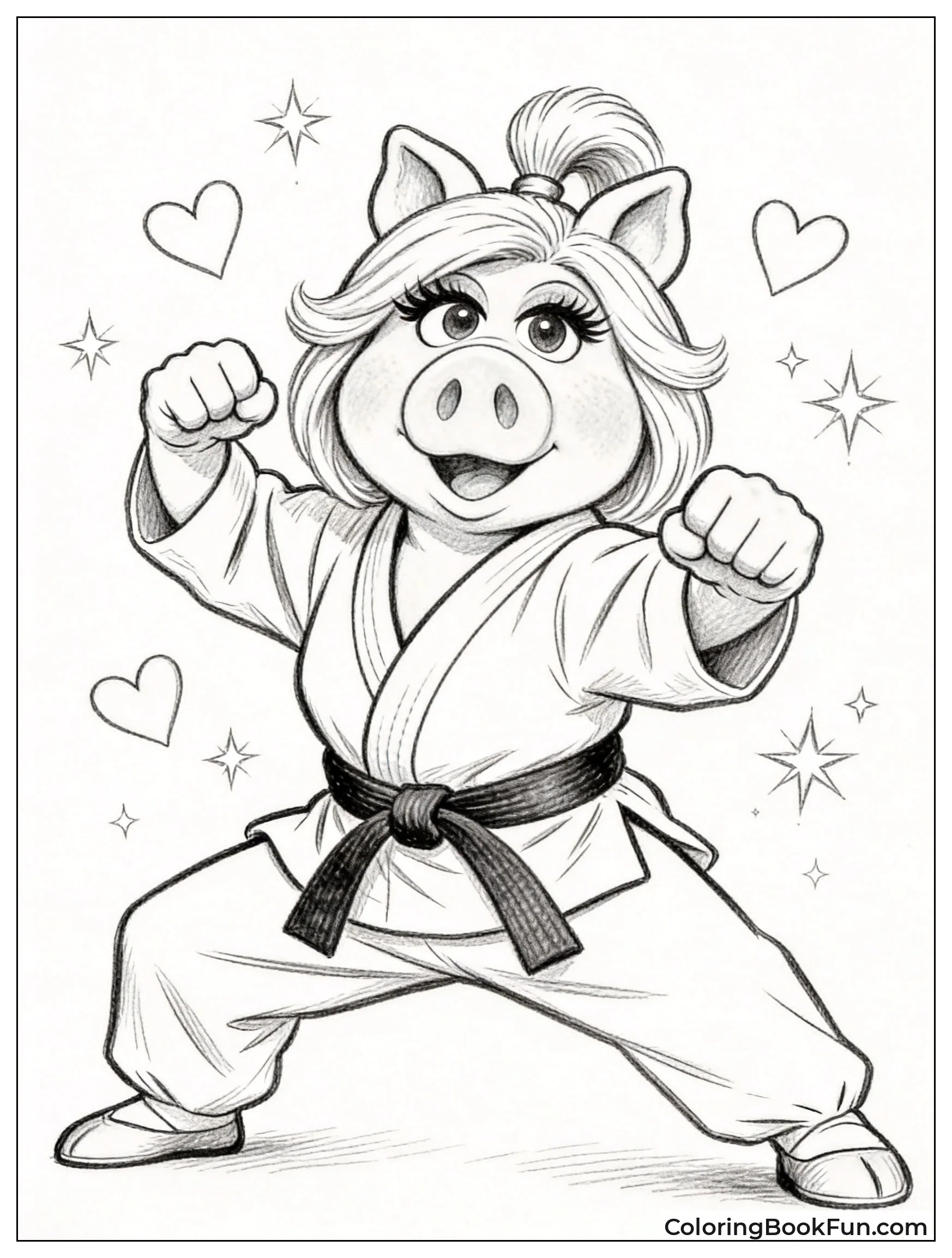 Miss Piggy Doing Karate Chop
