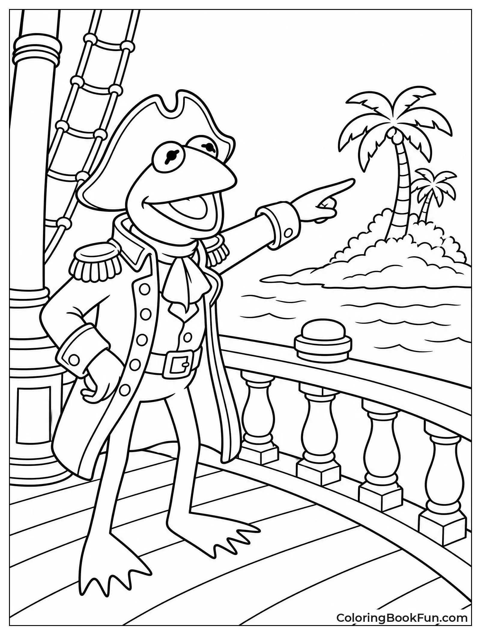 Kermit Pointing to Tropical Island