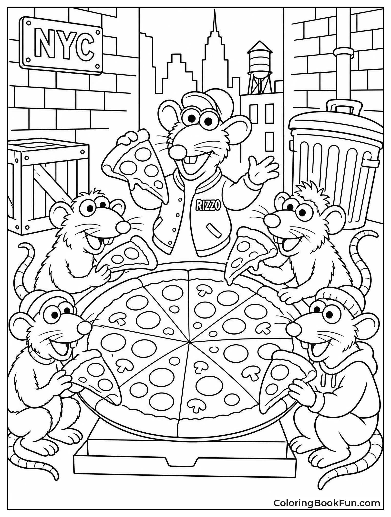 Rats Feasting on Giant Pizza