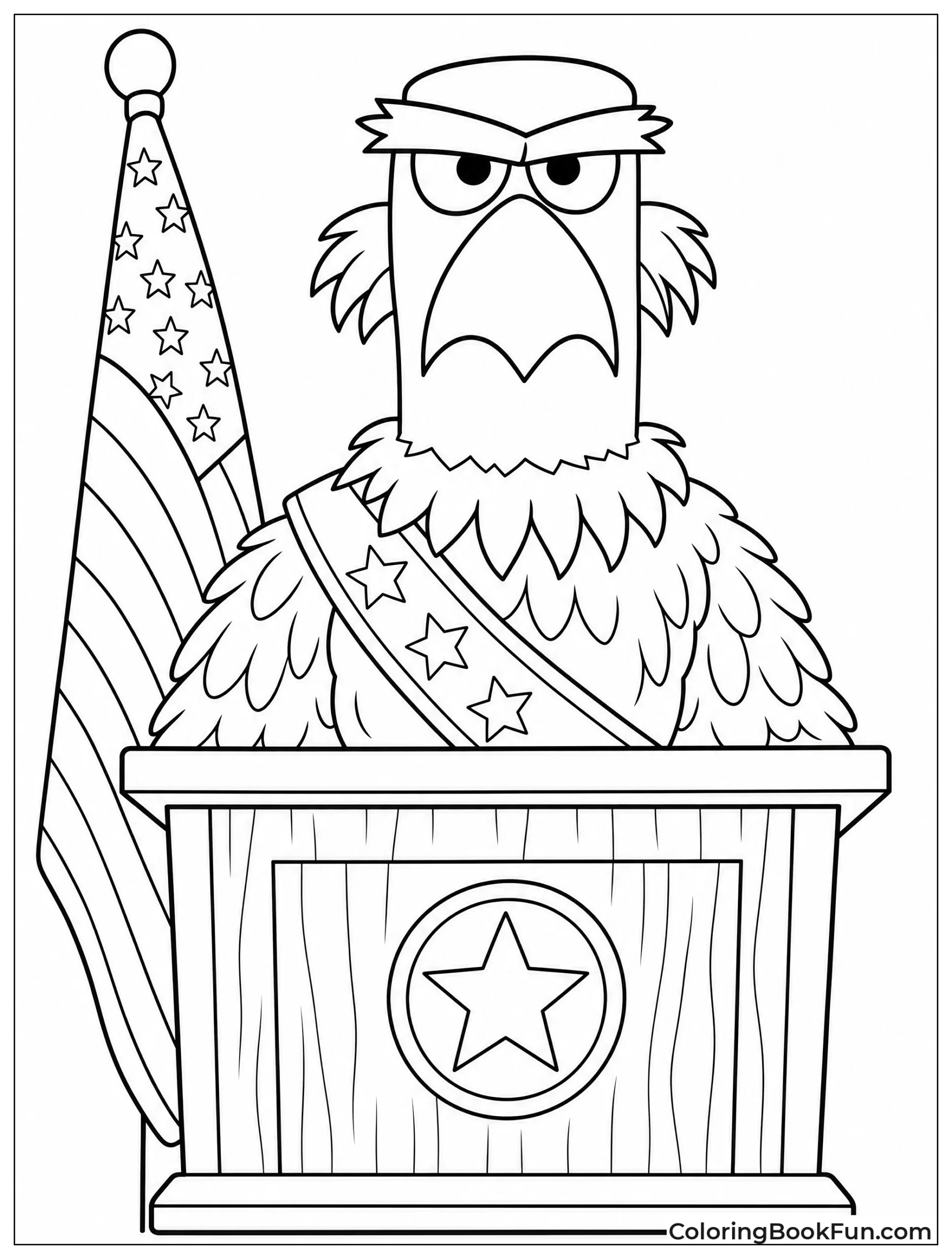 Sam Eagle at Wooden Podium