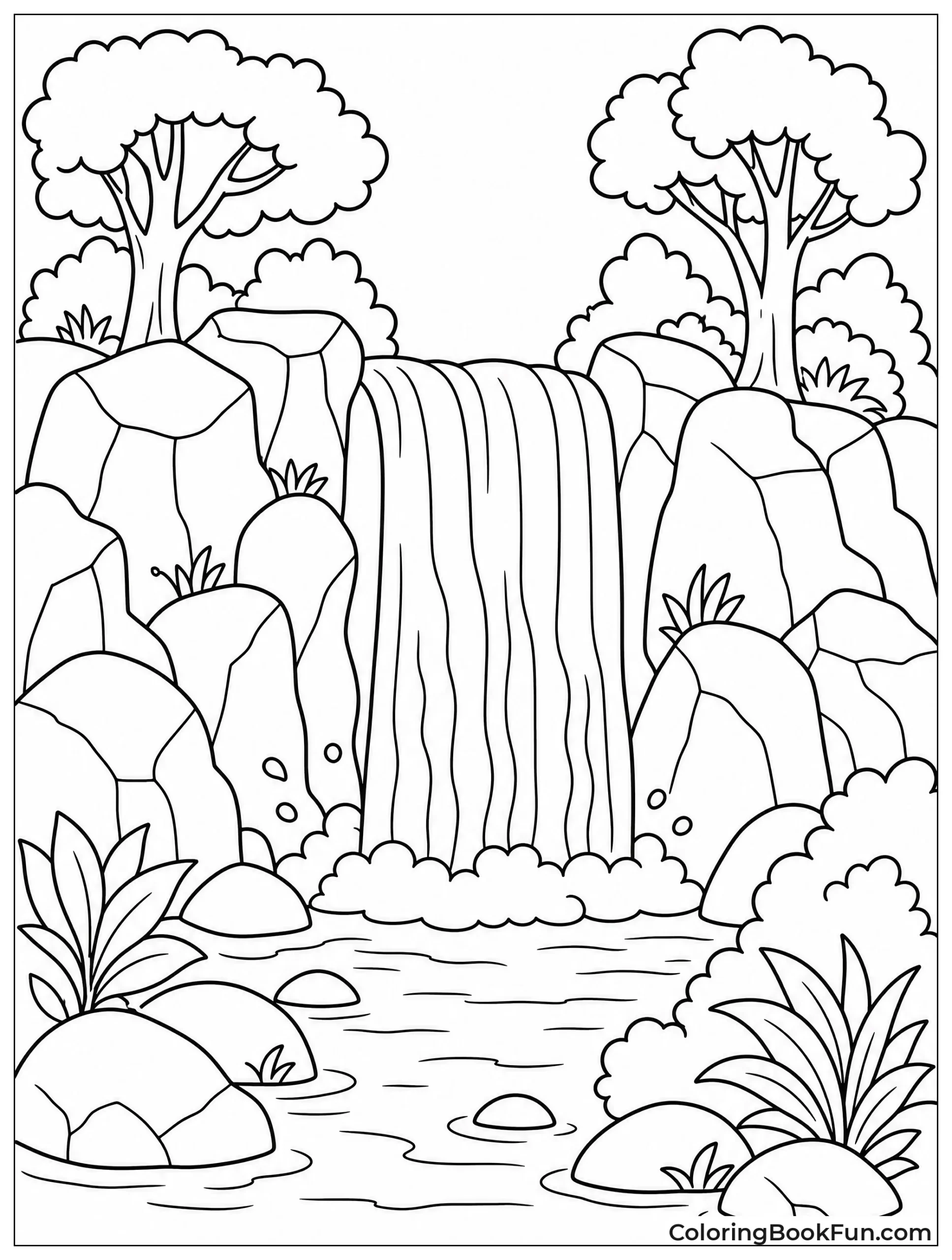 Waterfall Rests in Quiet Woods