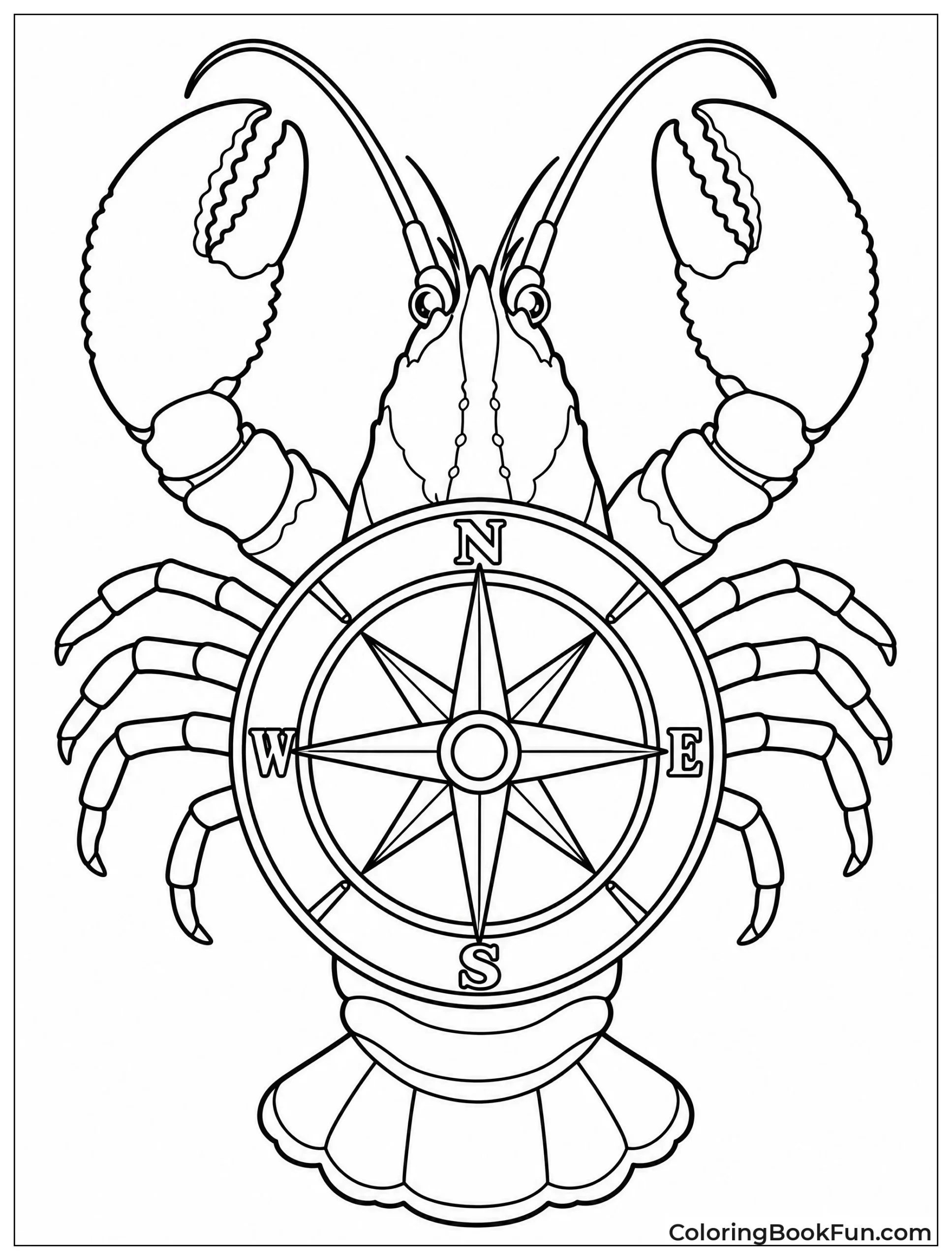 Lobster Behind Vintage Nautical Compass