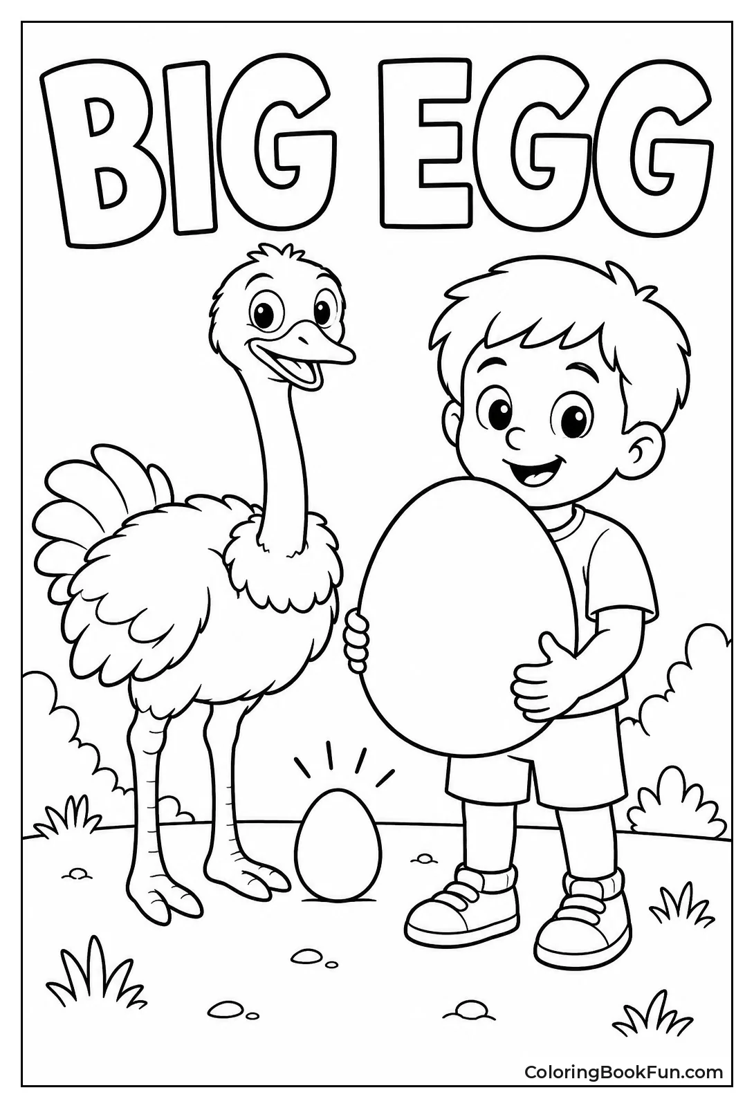 Child Holds Giant Ostrich Egg