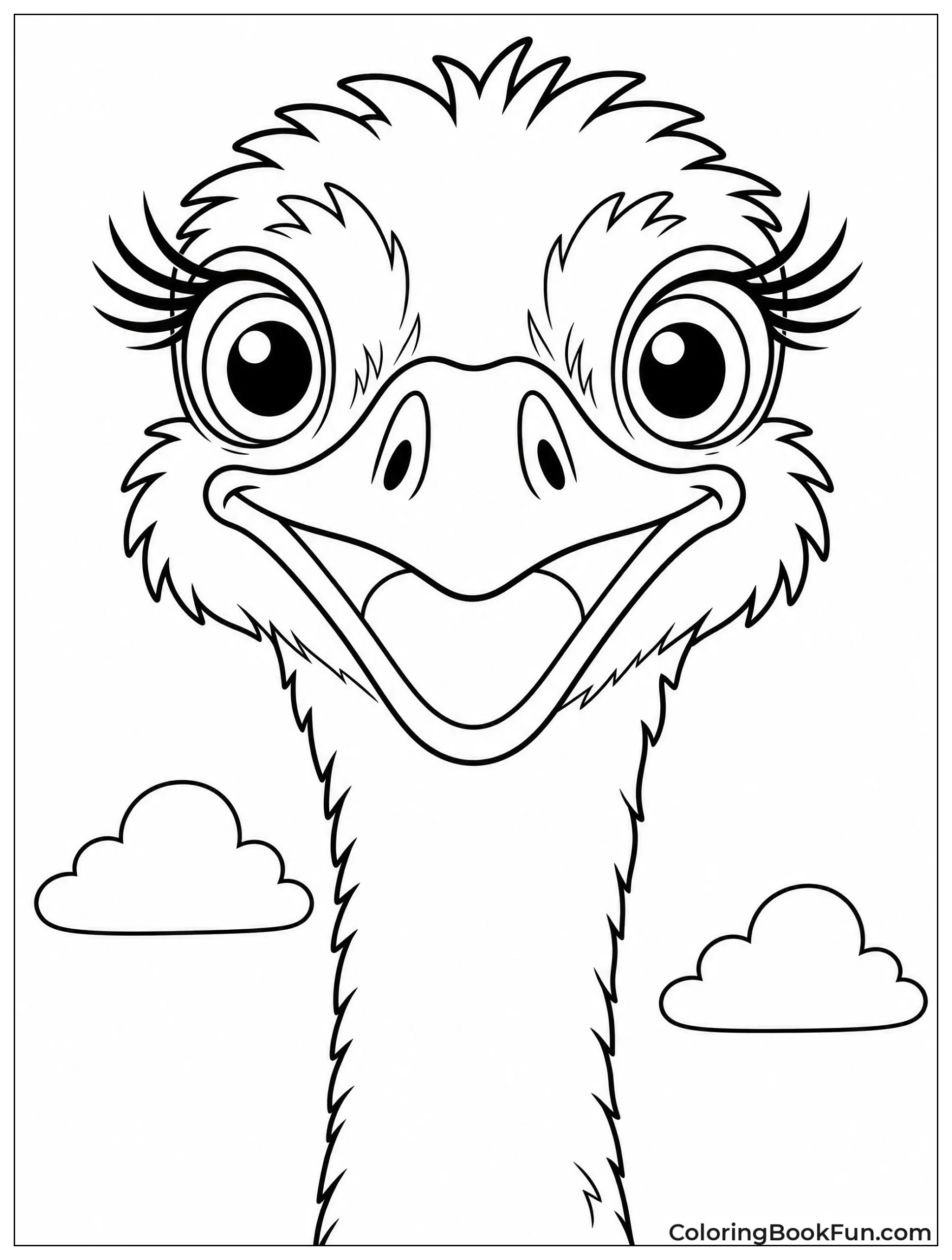 Ostrich Makes Funny Face Closeup