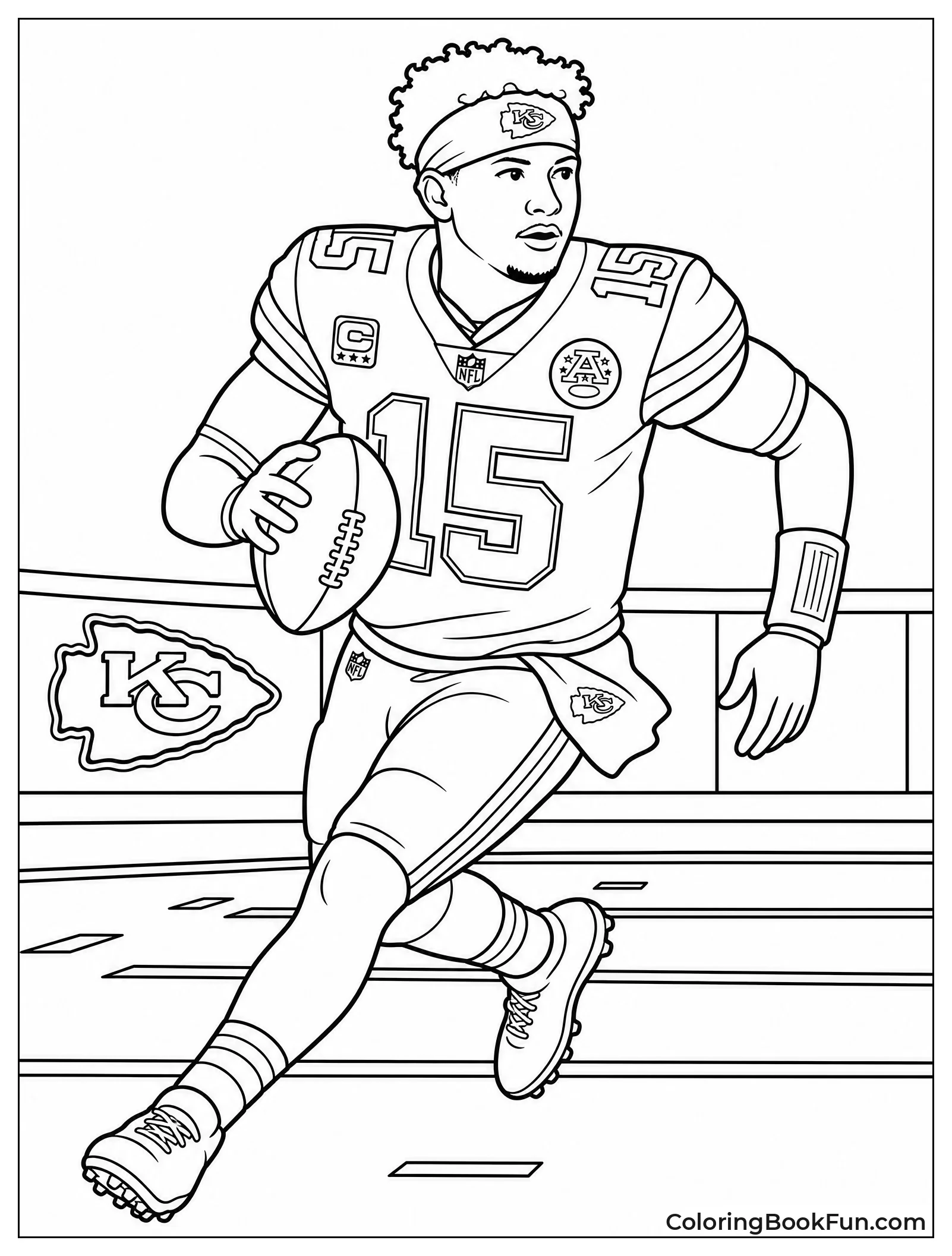 Patrick Mahomes Running with Football in Sketch