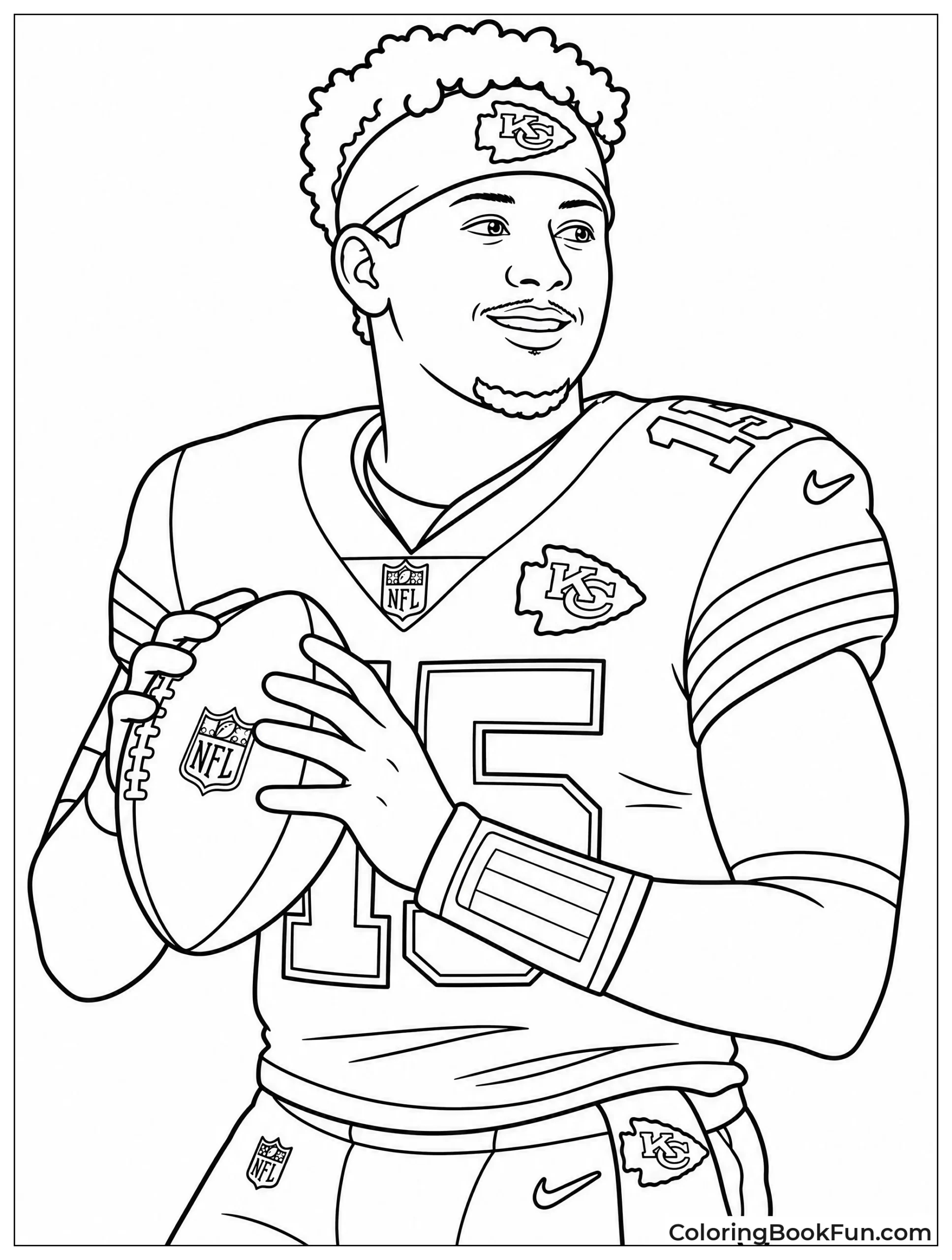Patrick Mahomes Holding Football in Chiefs Jersey