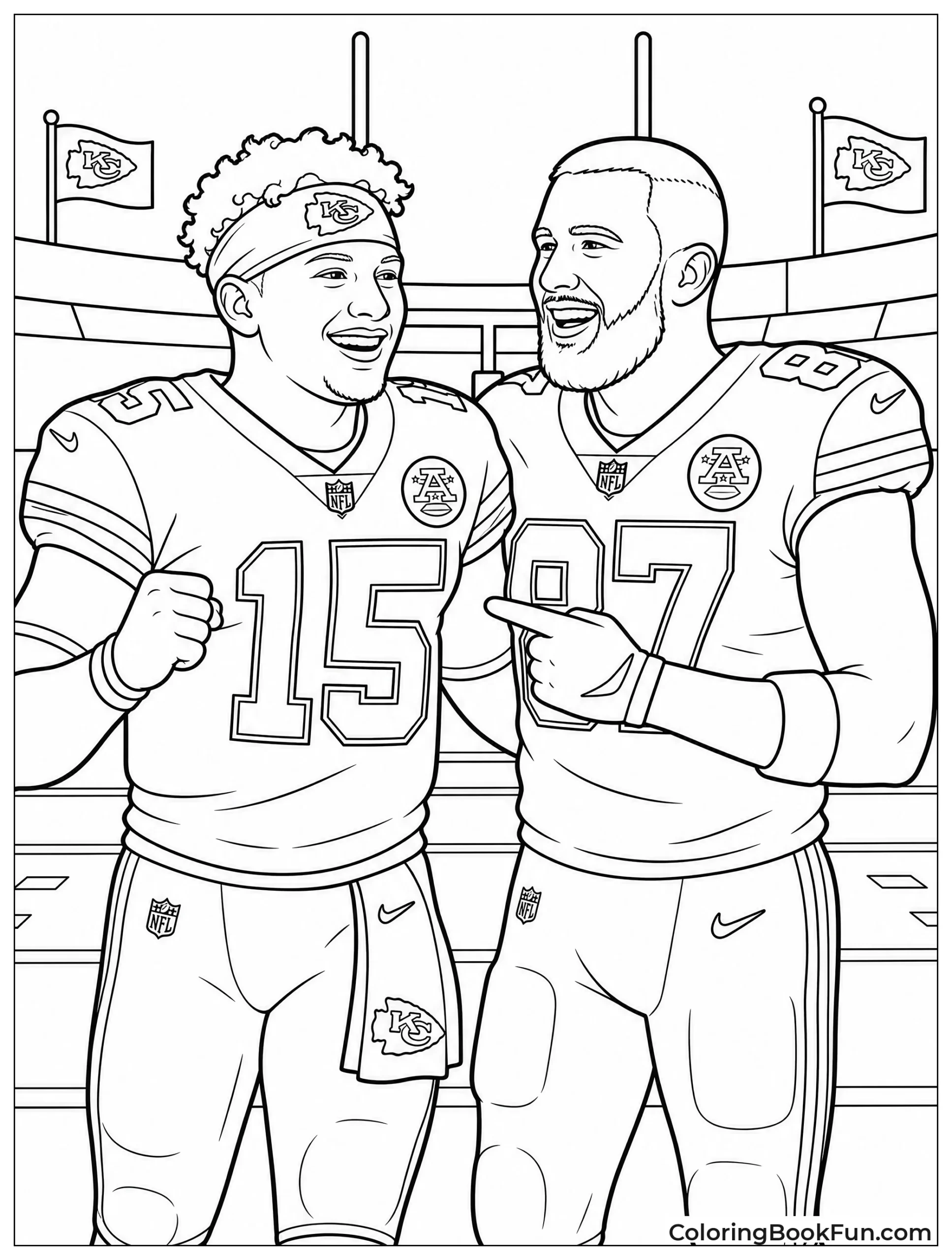Patrick Mahomes and Kelce on Football Field