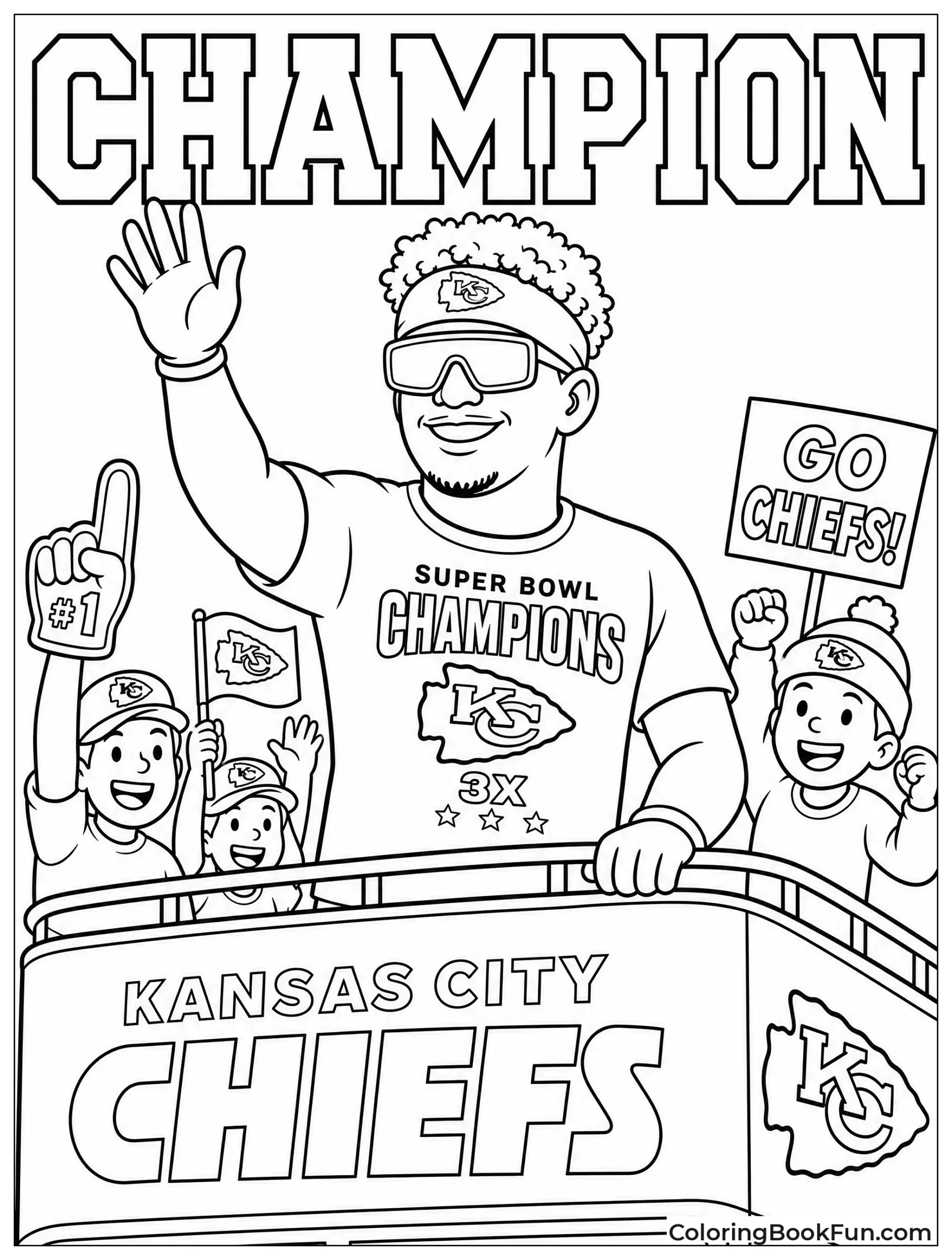 Mahomes on Parade Bus
