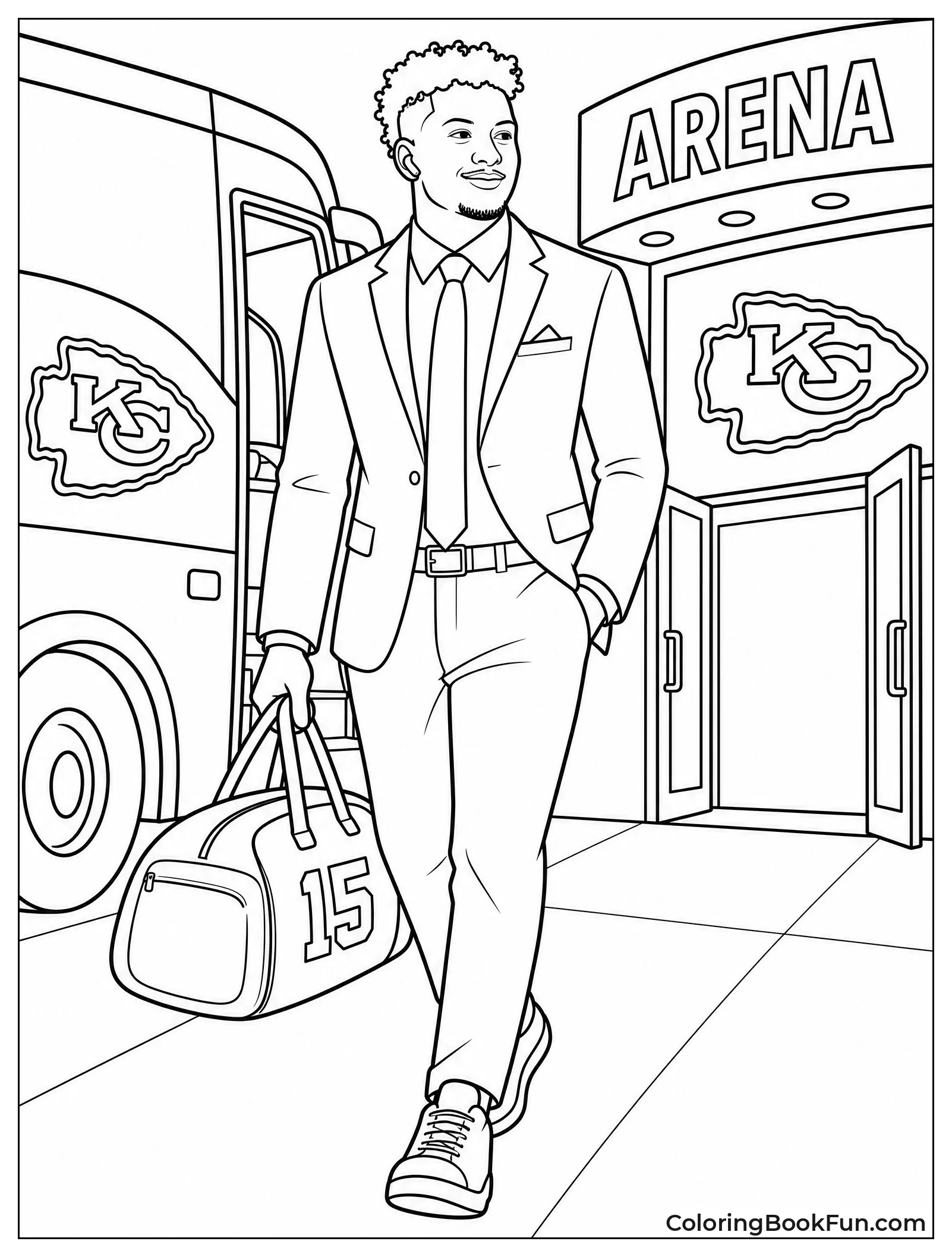 Mahomes Walking off Bus
