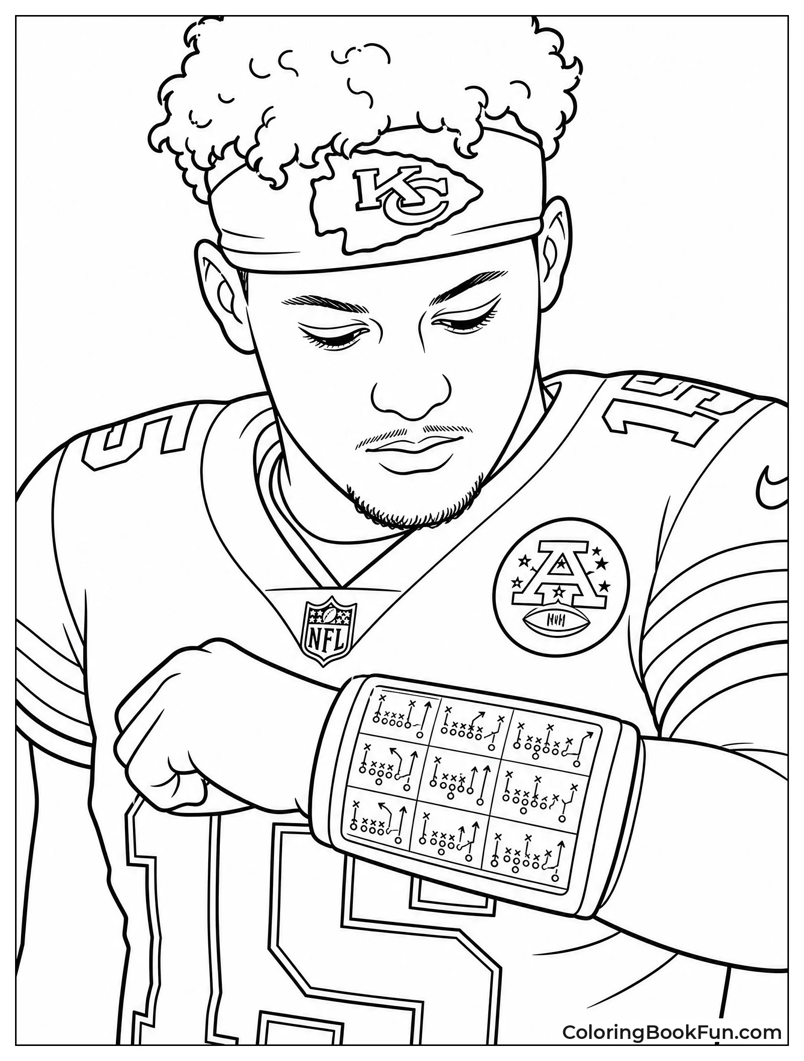 Mahomes Looking at Wristband