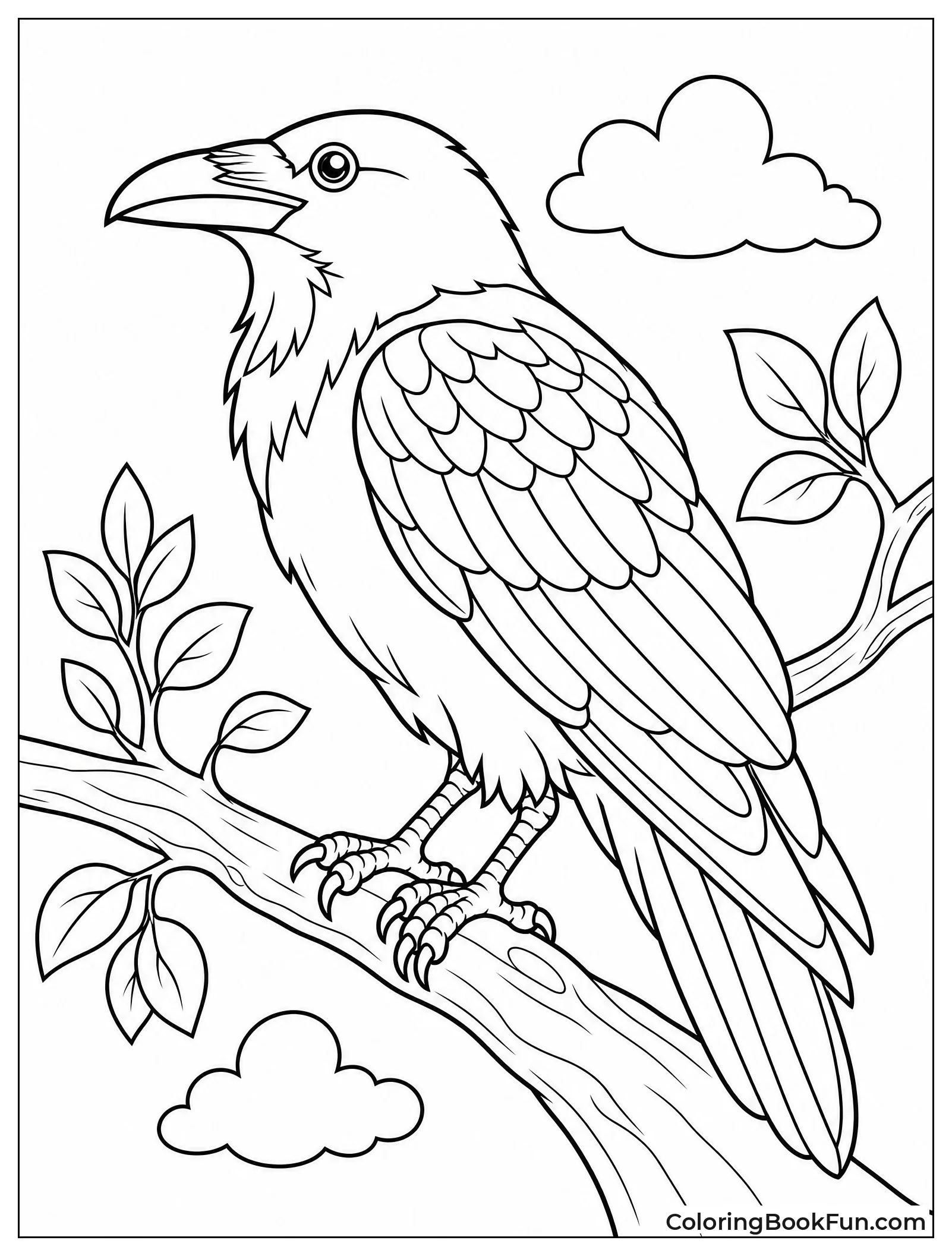 Raven Perched on a Branch