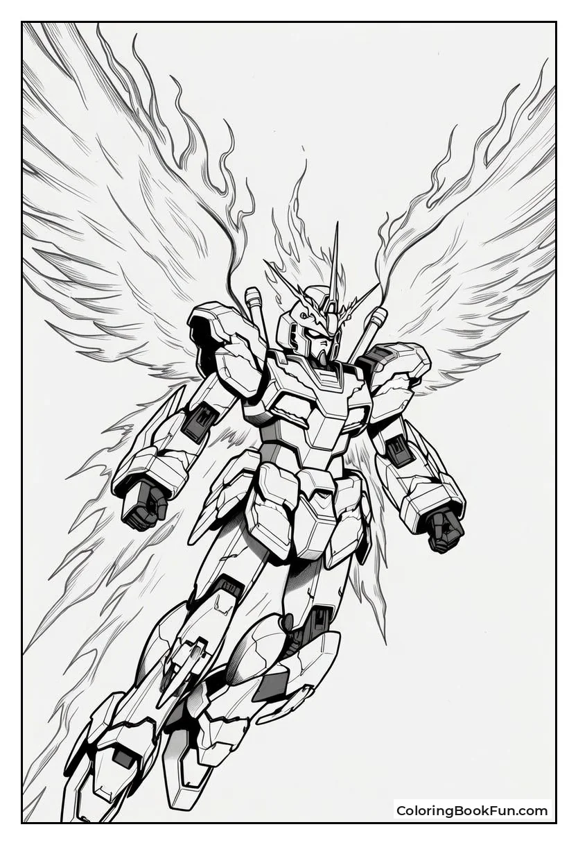 Phenex Flying with Golden Wings