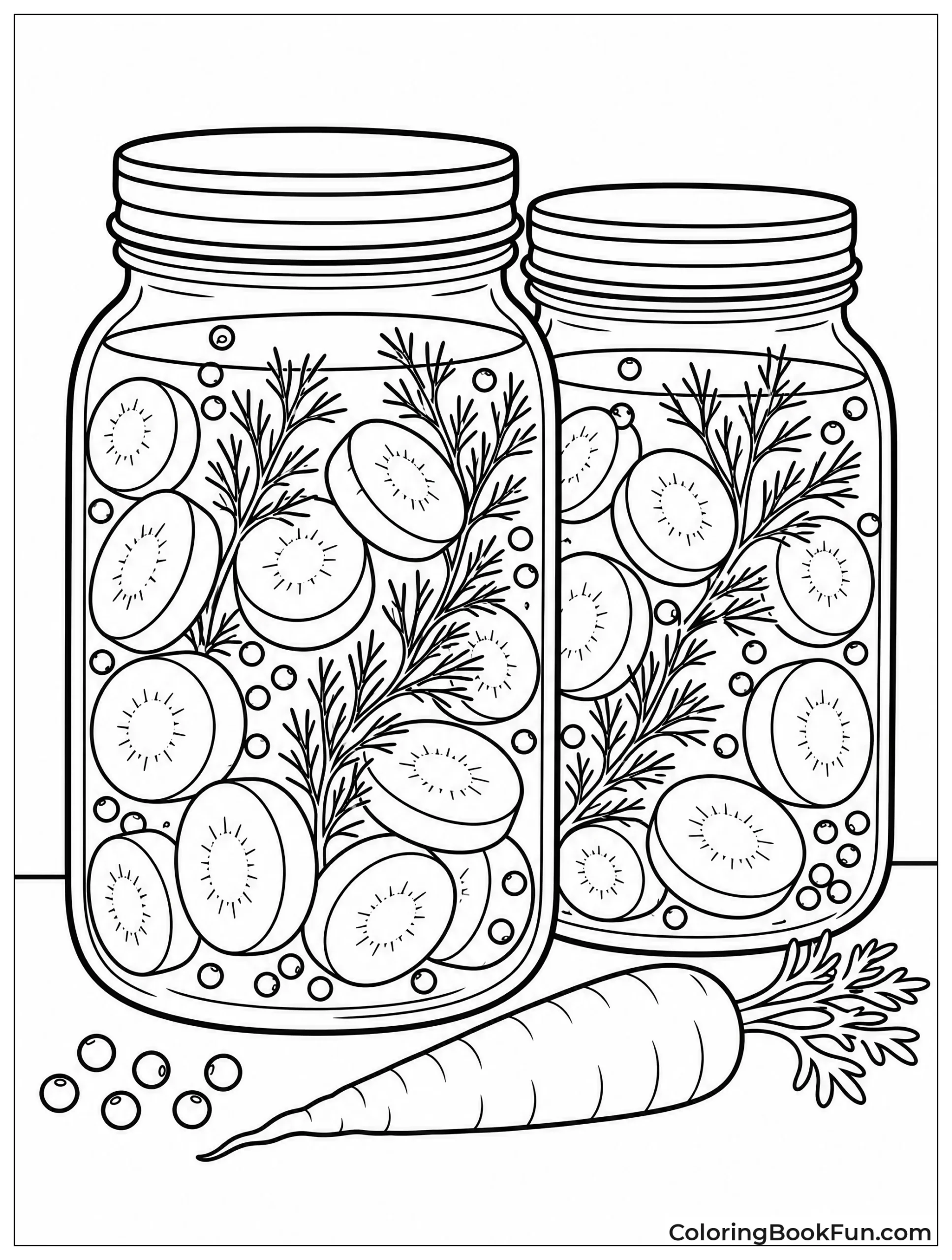 Pickled Carrots in Glass Jars