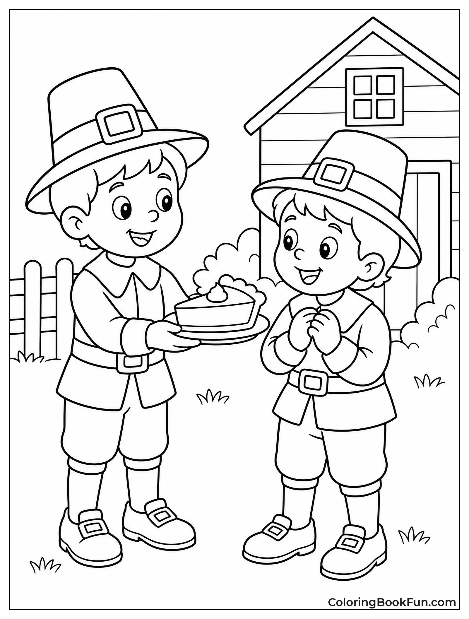 Boy Offering Pumpkin Pie Slice