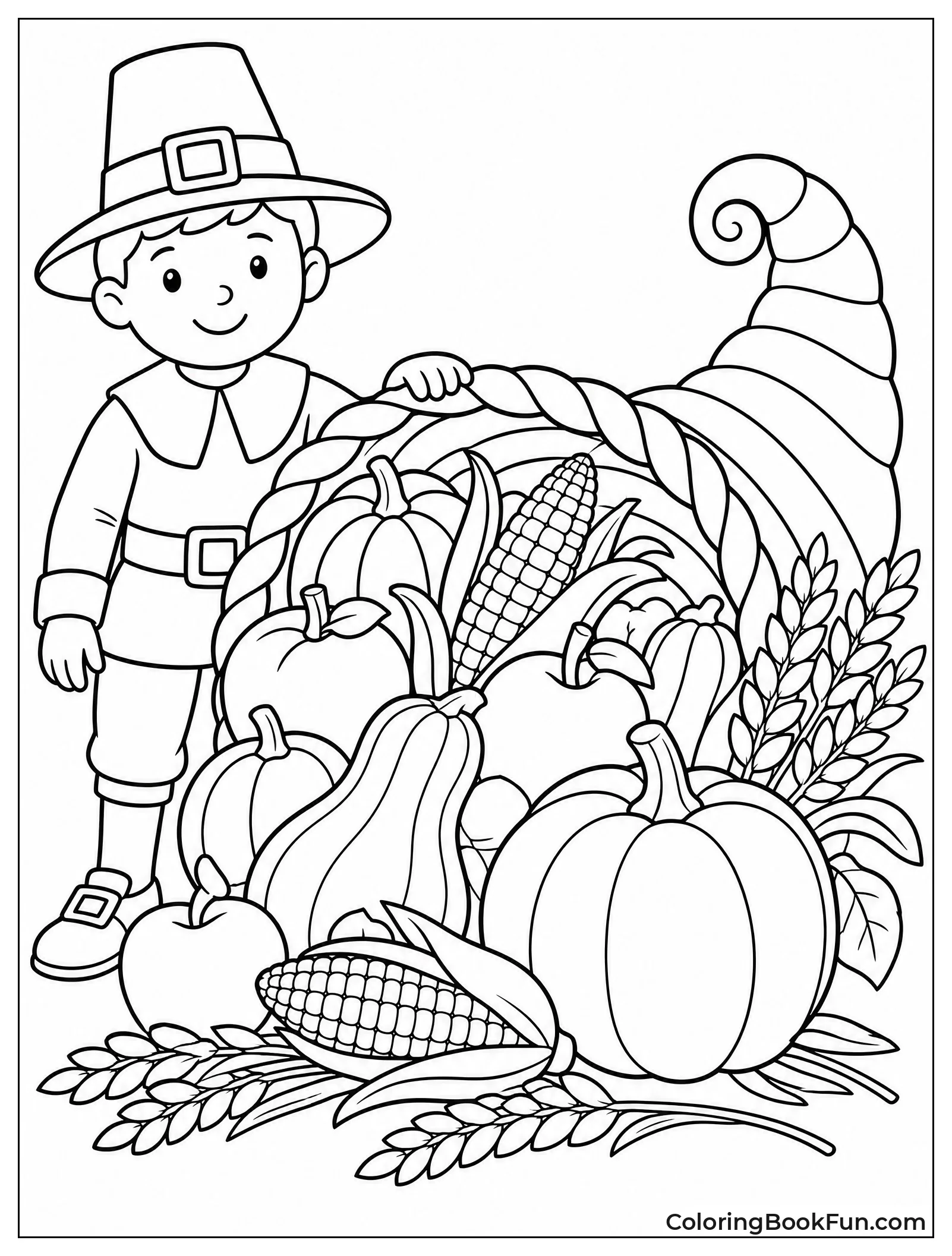 Cornucopia Full of Harvest Vegetables