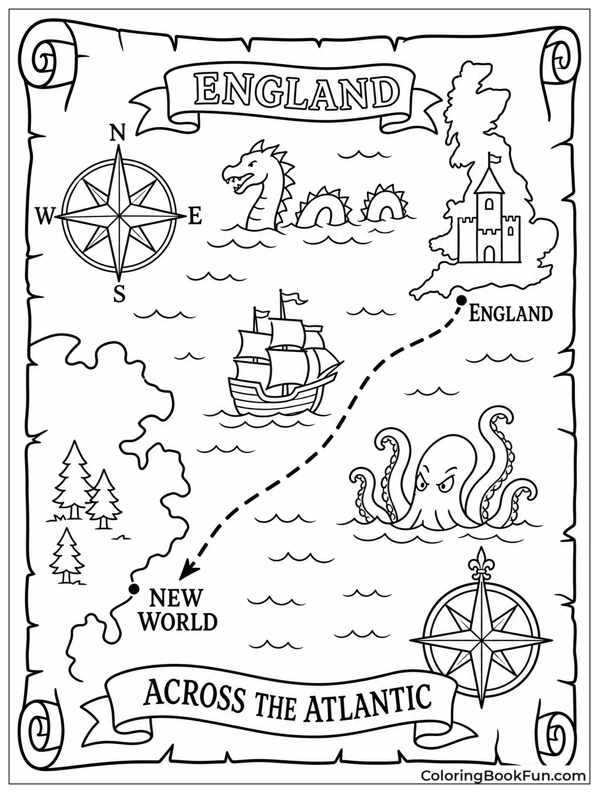 Map of Journey Across Ocean