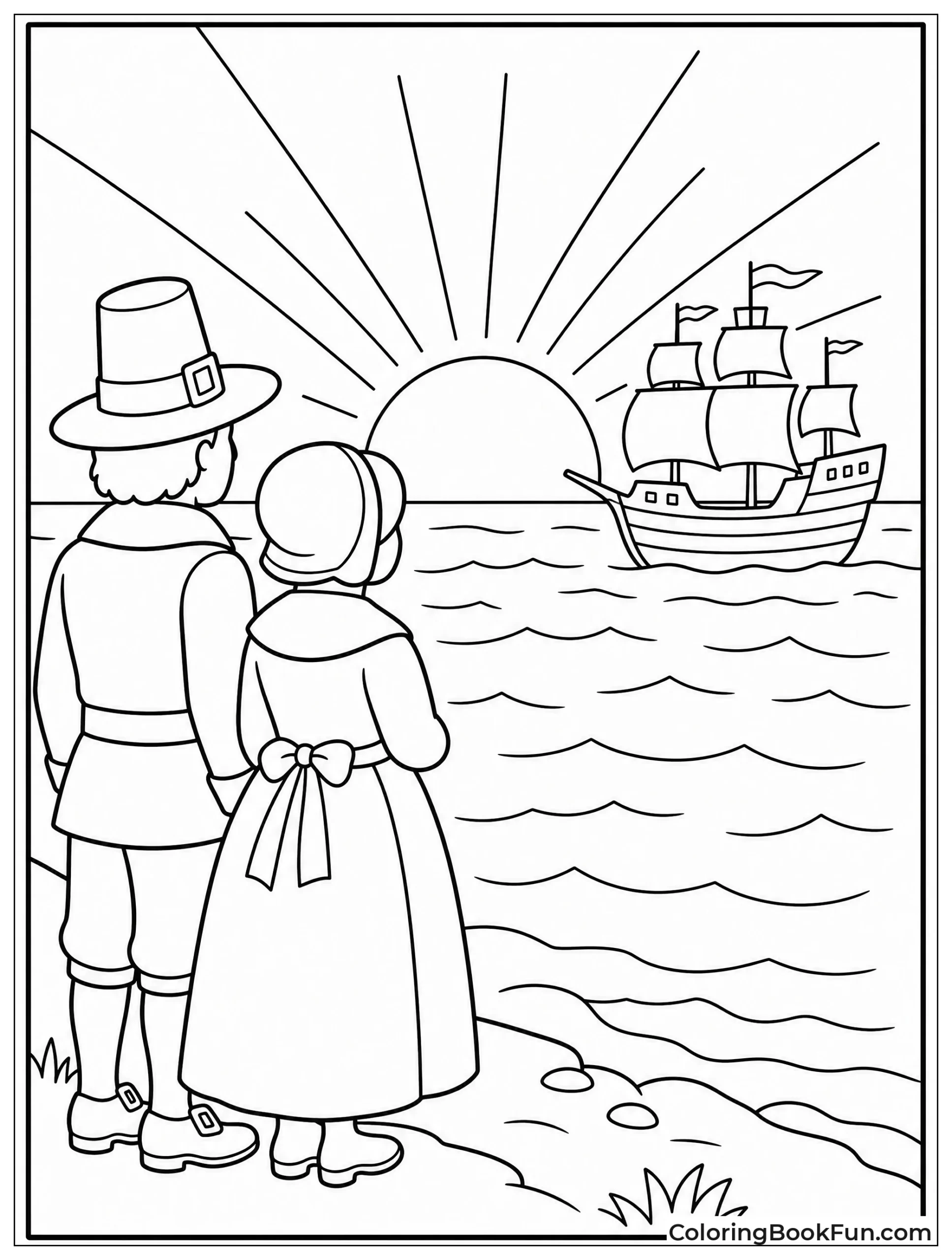 Sun Rising over Mayflower Ship
