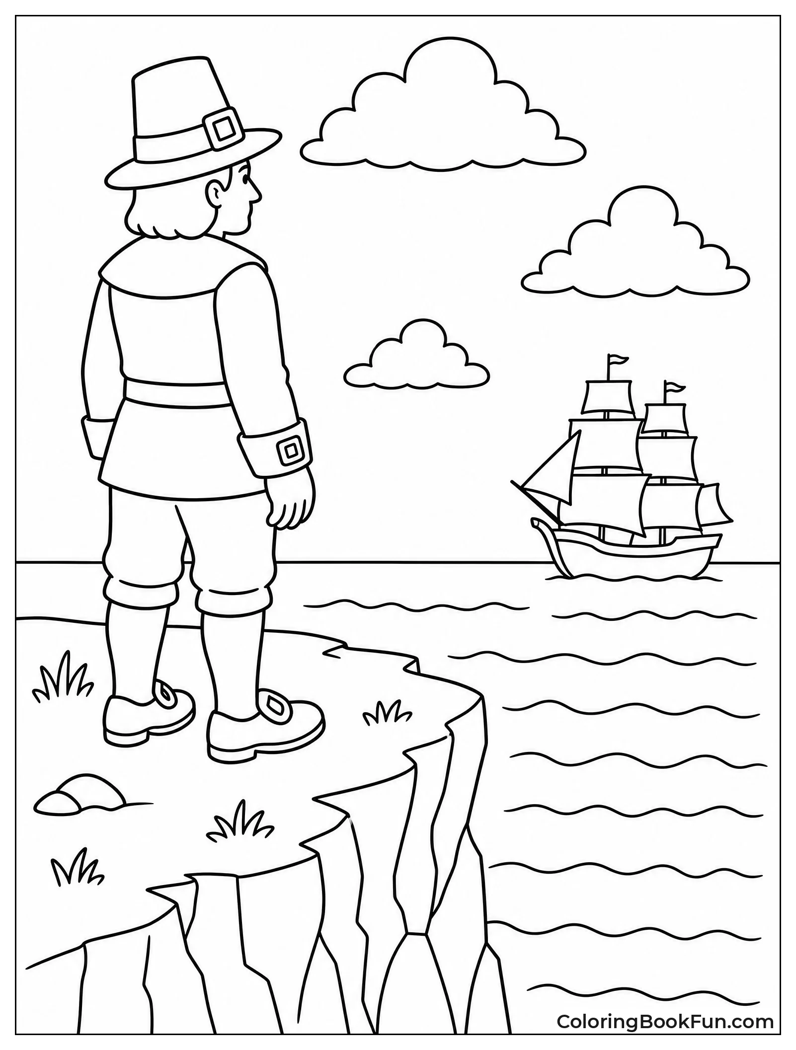 Pilgrim Looking Out at Ocean