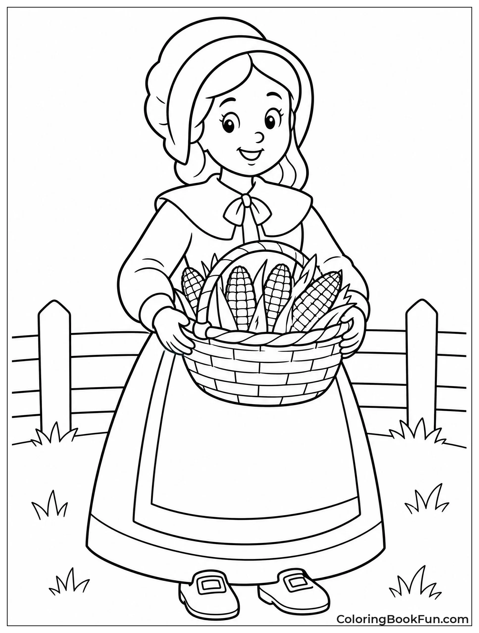 Woman Holding Basket of Corn