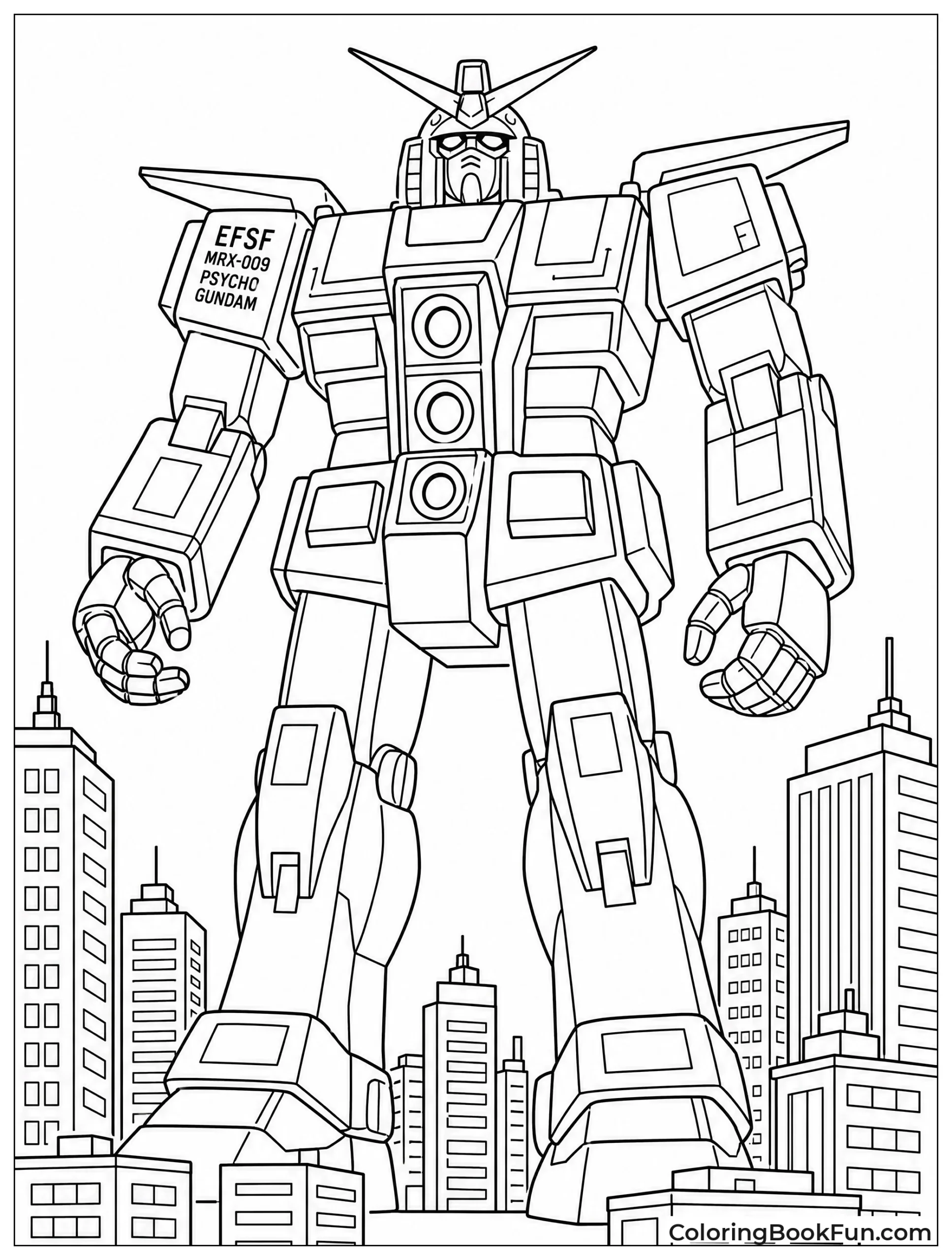 Psycho Gundam Towering over City