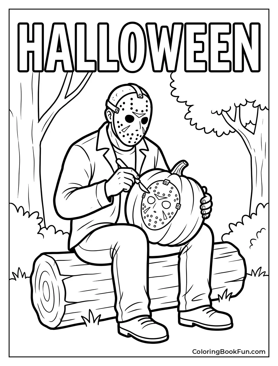 Jason Carving Mask on Pumpkin