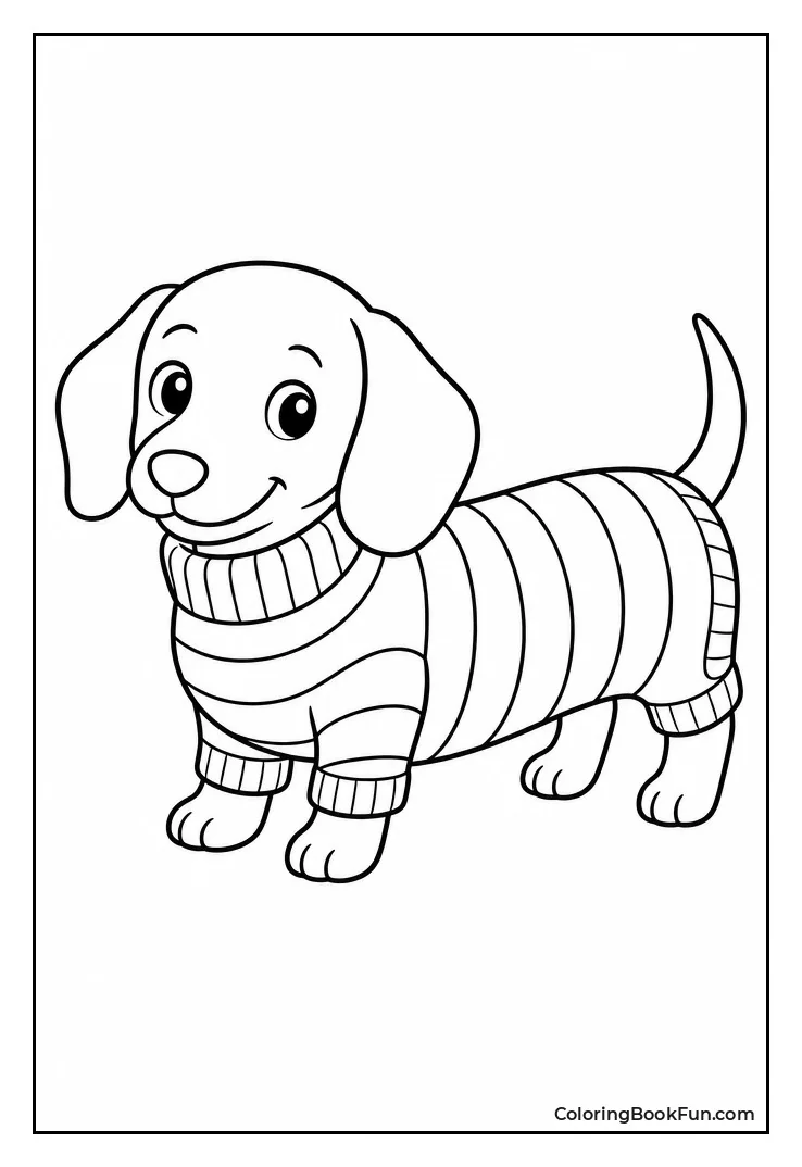 Puppy Wears Long Striped Sweater