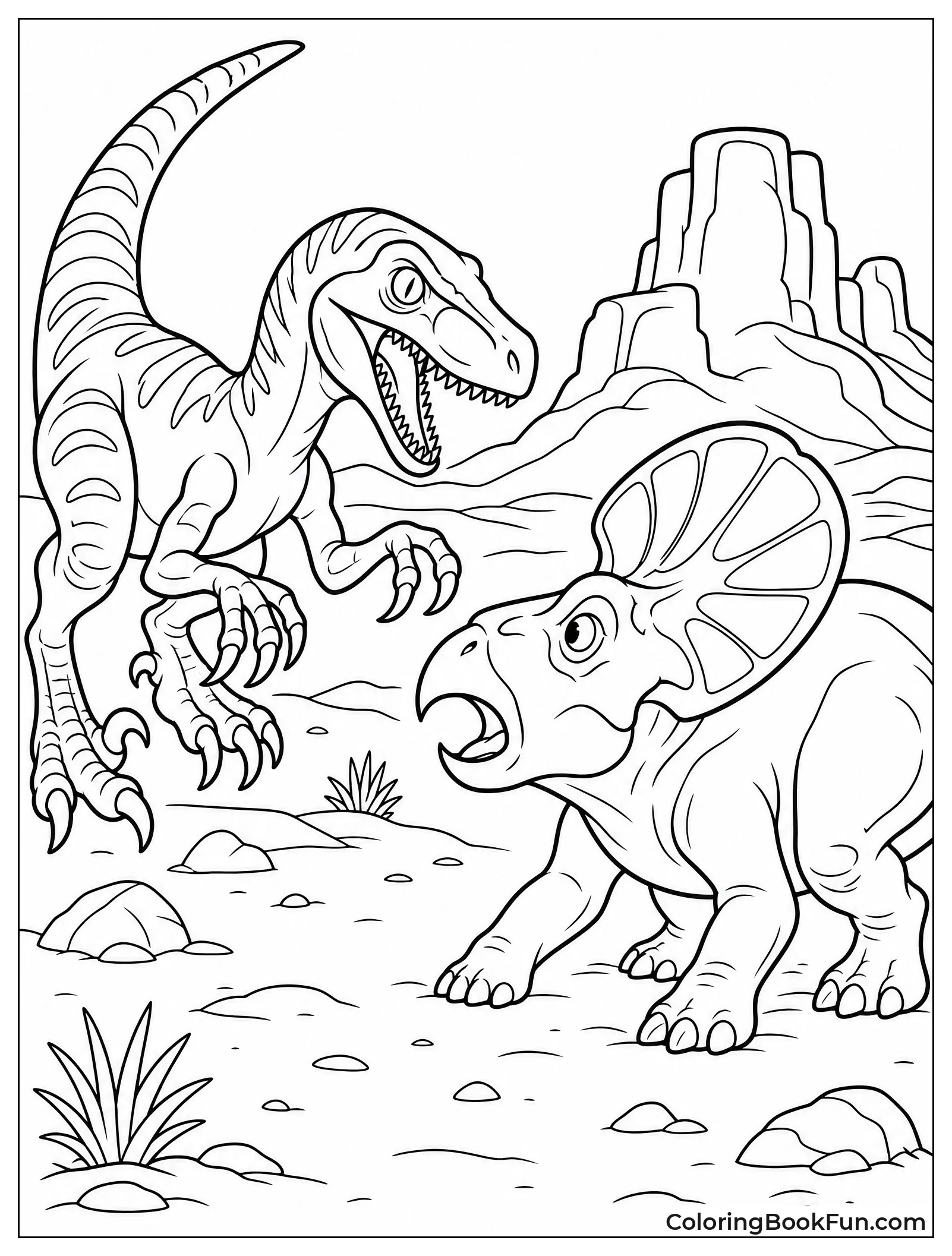 Raptor Facing a Protoceratops