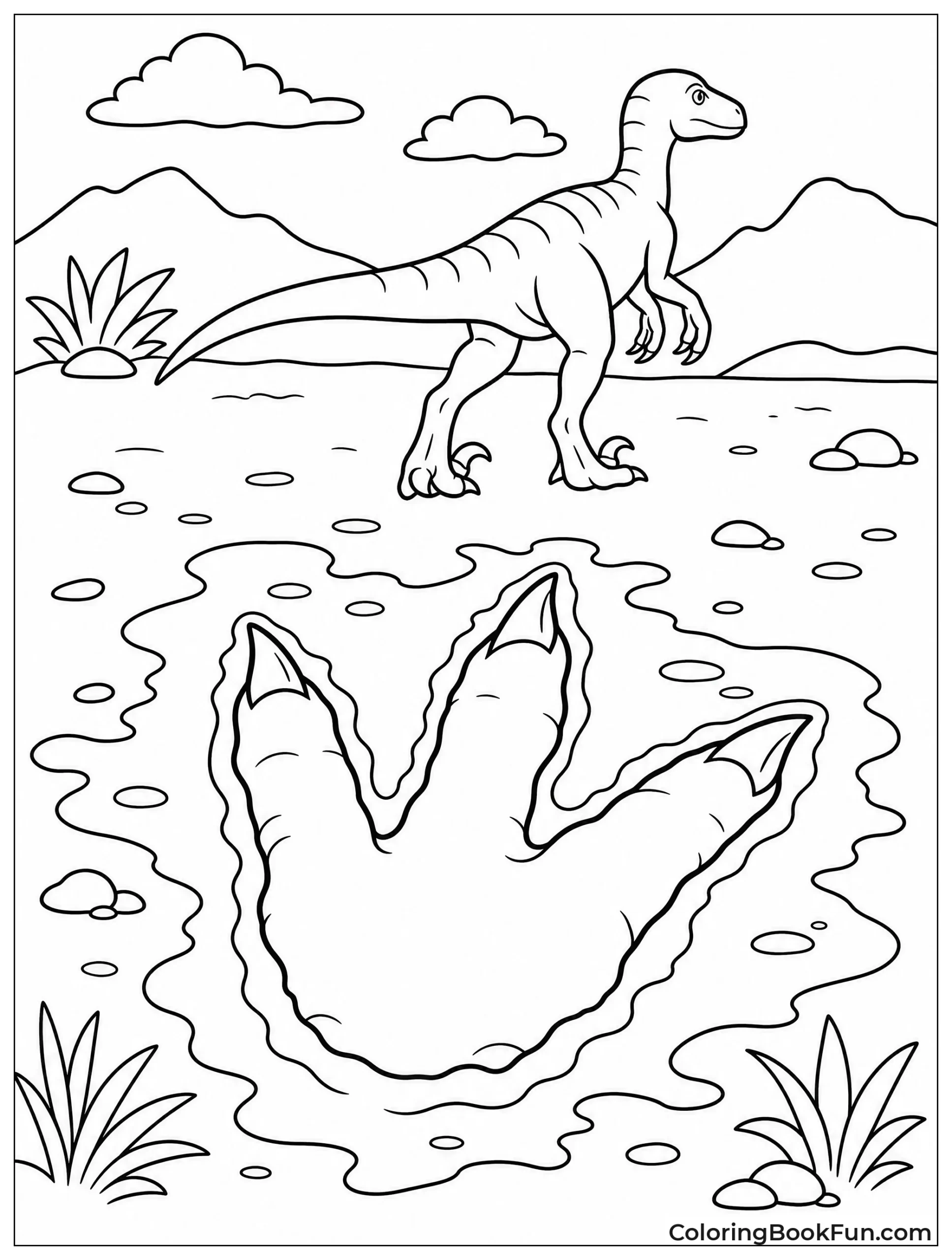 Raptor Footprint in the Mud