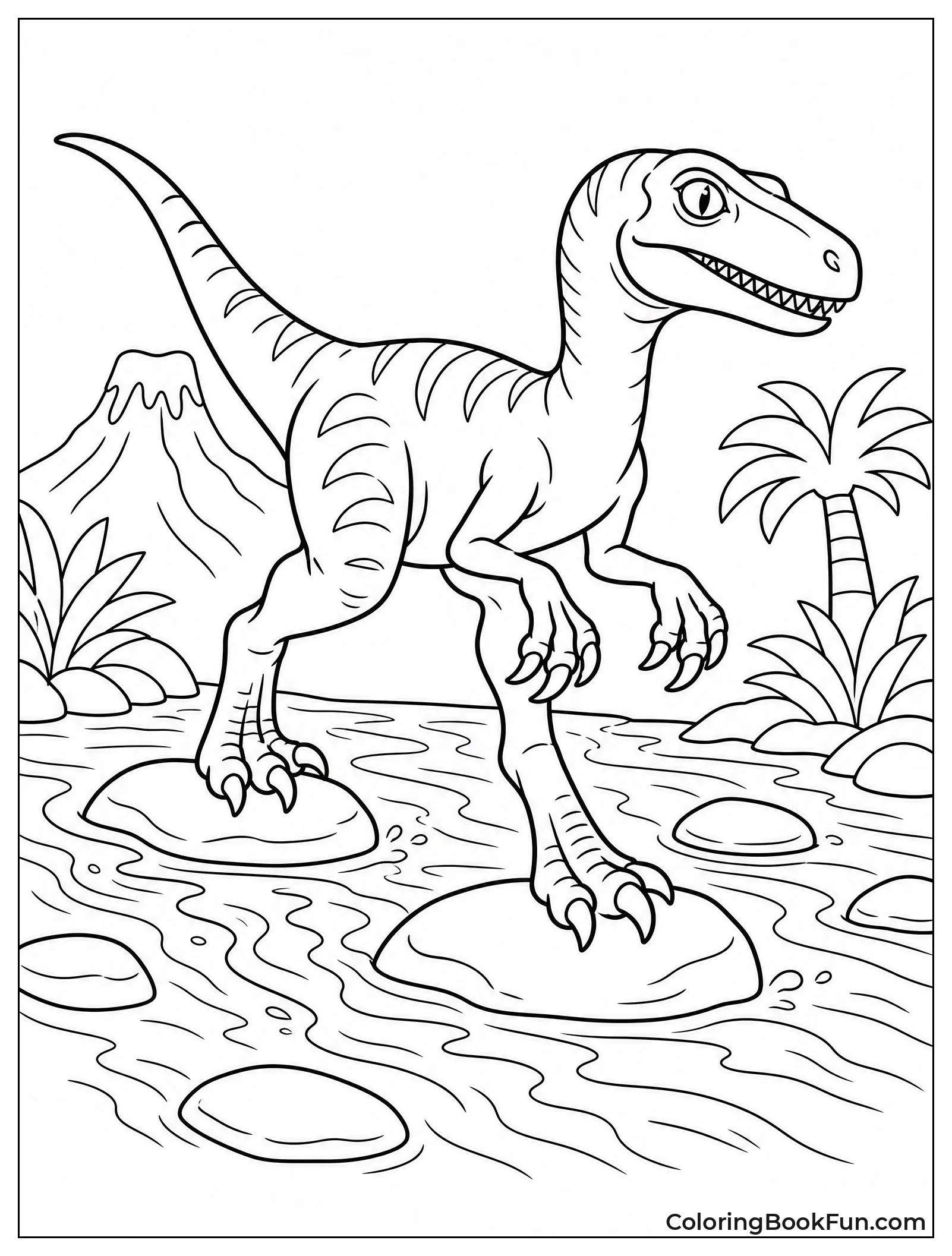 Raptor Crossing a Shallow River