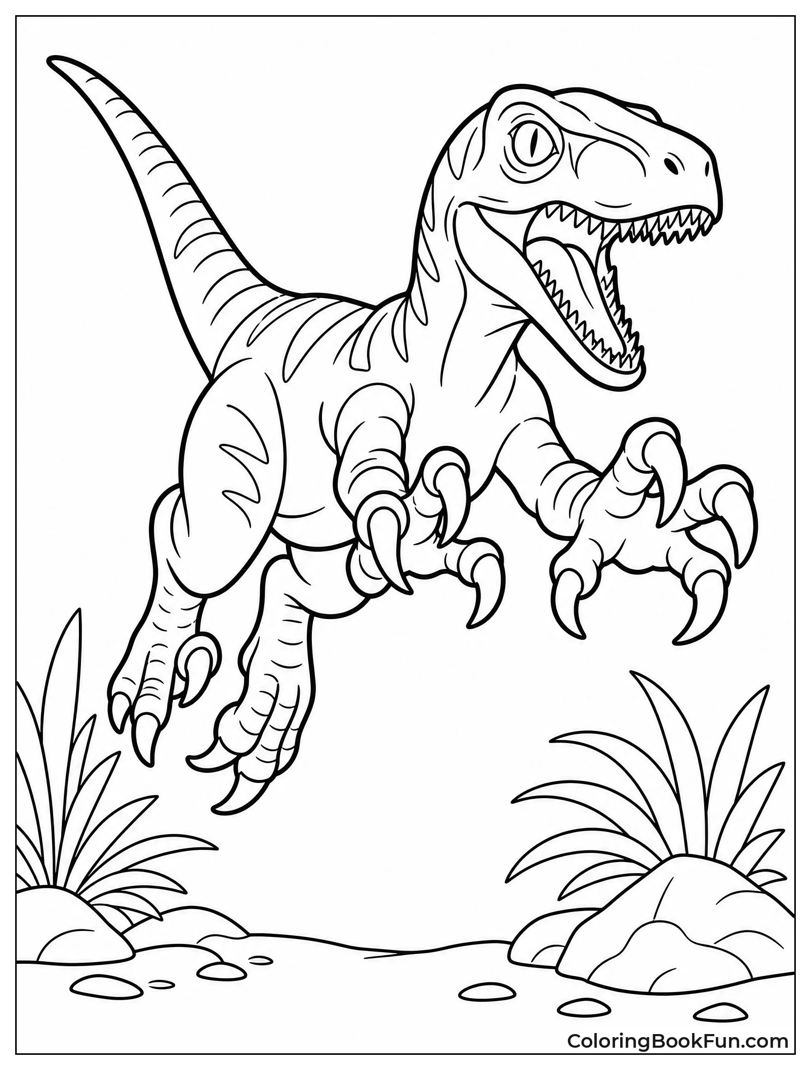 Raptor Leaping Through the Air