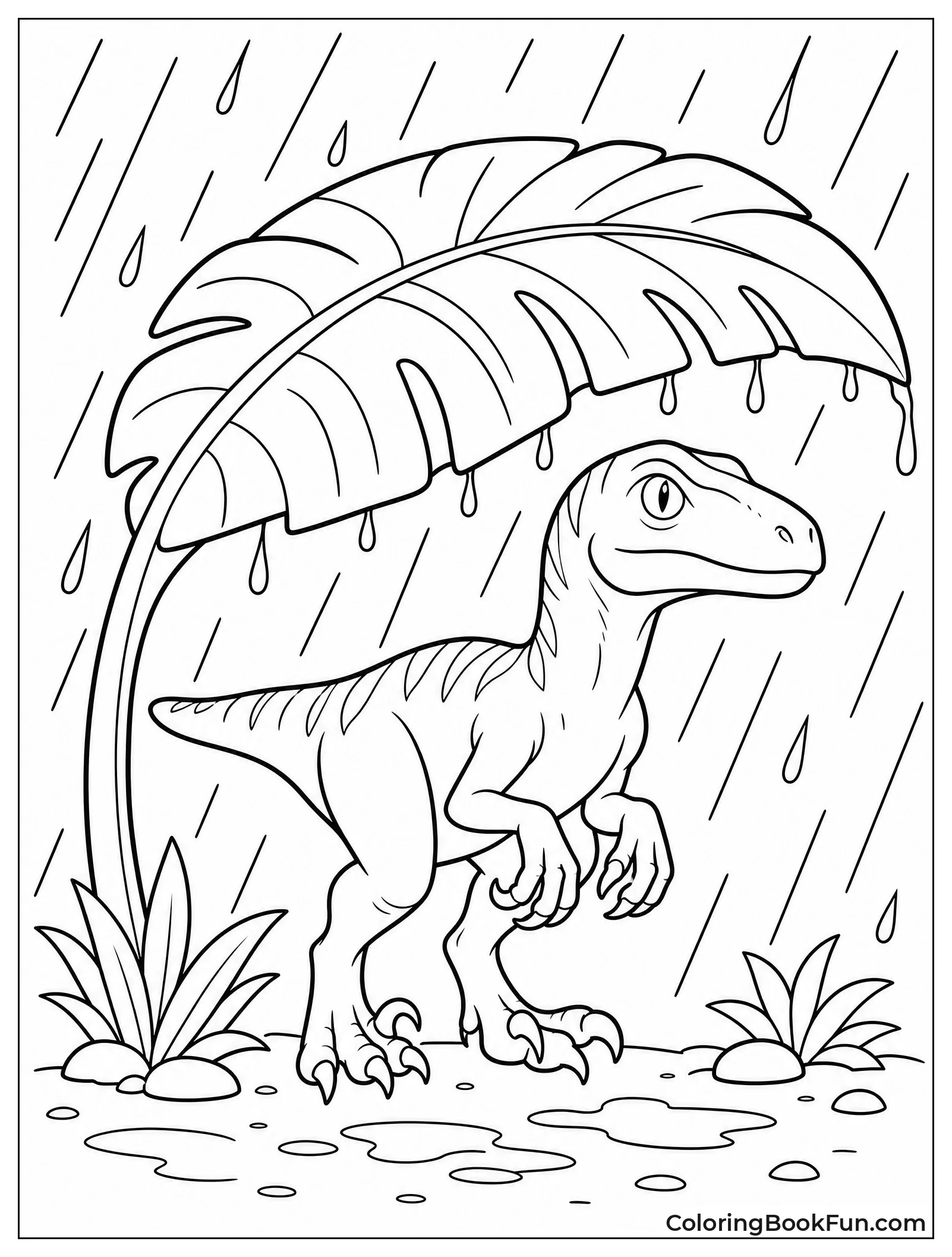 Raptor Under a Giant Leaf