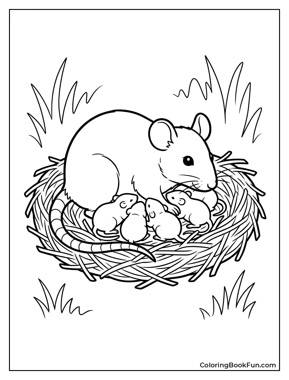 Rat Family in a Burrow
