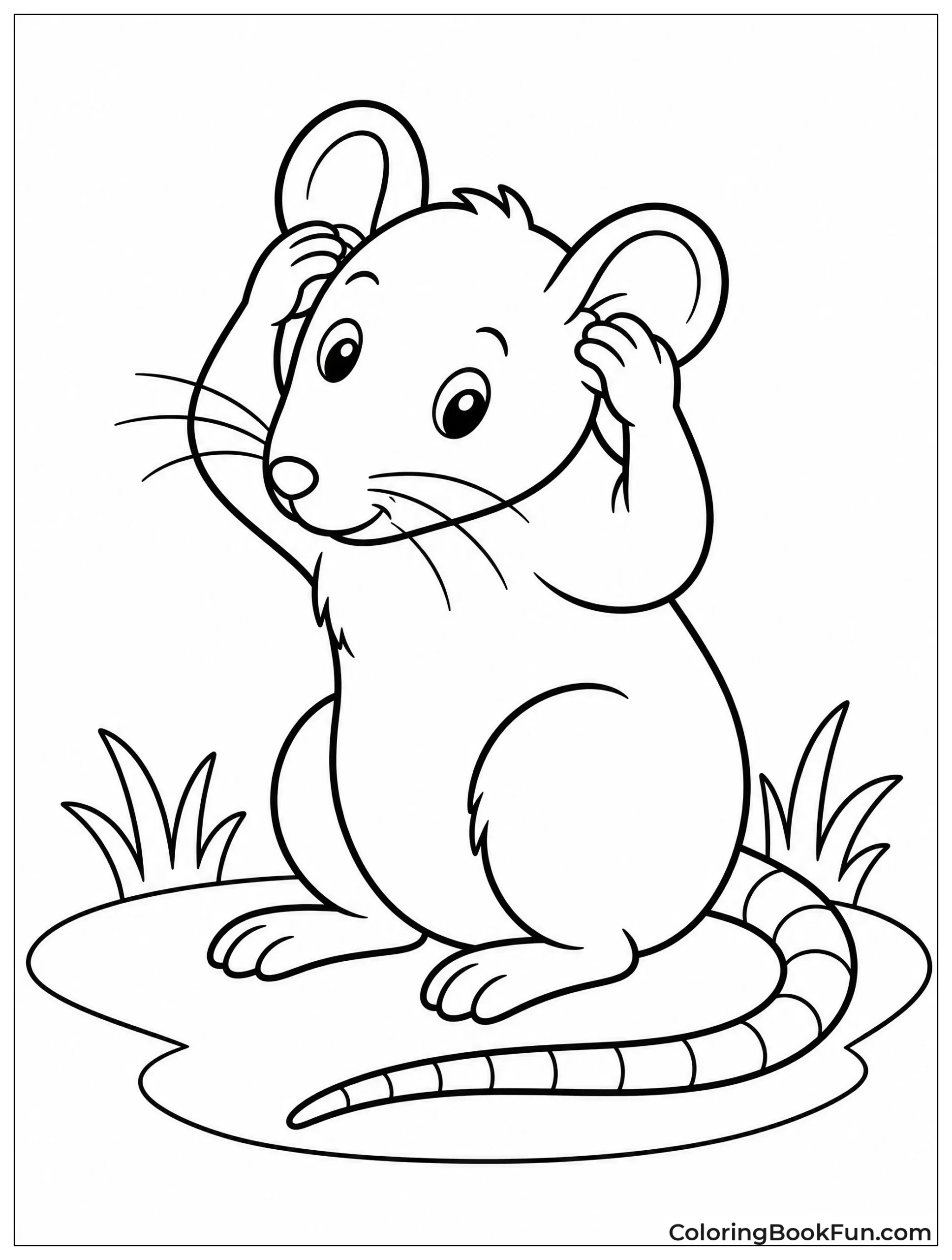 Rat Cleaning Its Ears