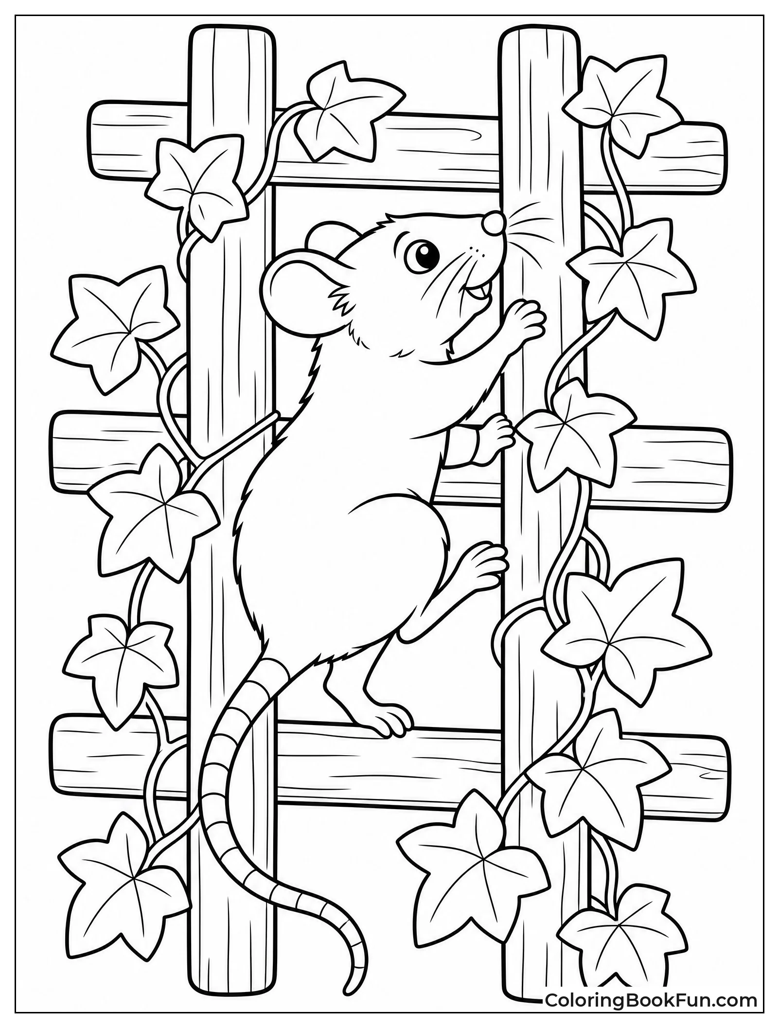 Rat Scaling a Garden Trellis