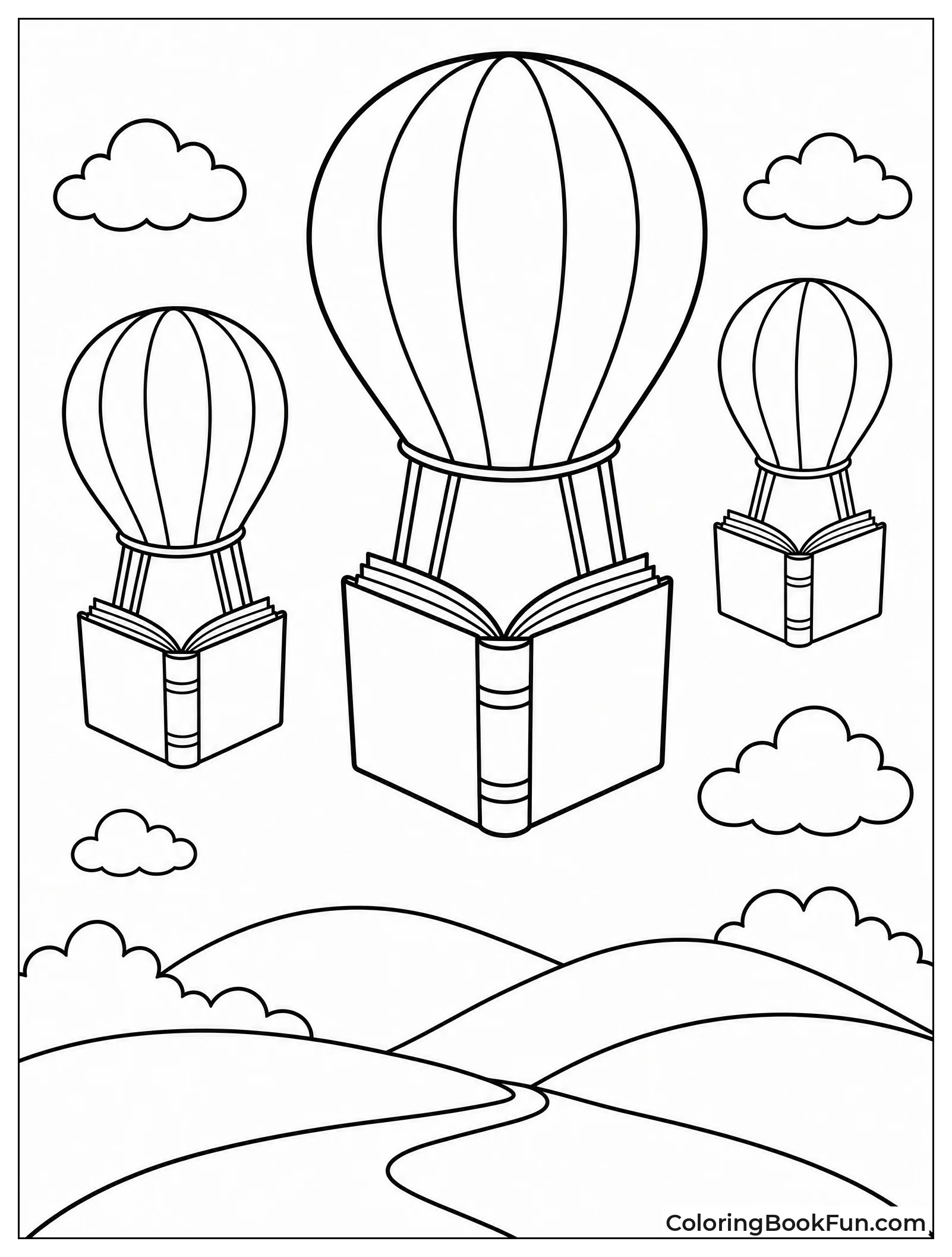 Book Baskets Floating in Hot Air Balloons