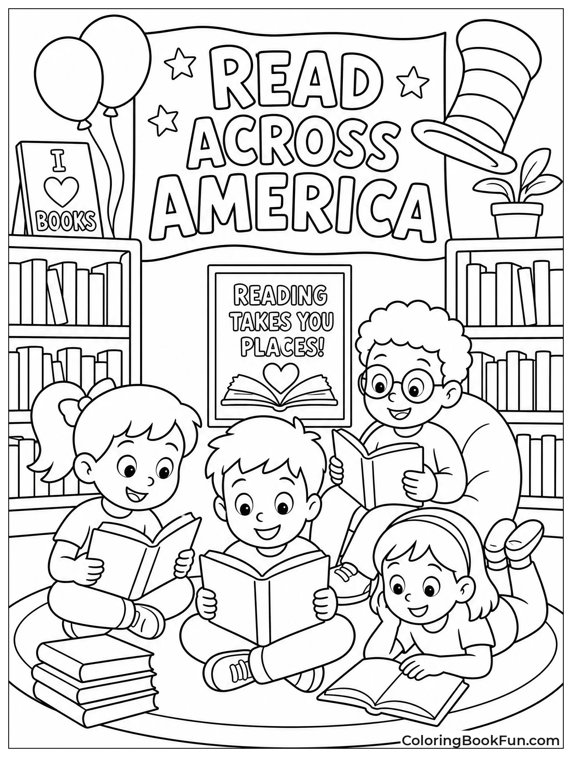 Kids Reading in Cozy Library Corner