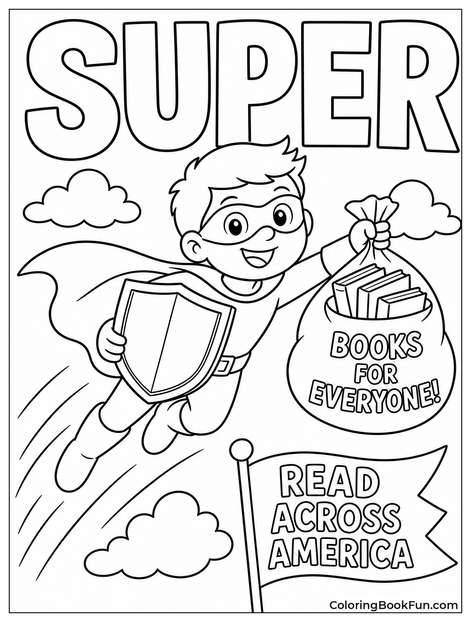 Superhero Delivering Books to All