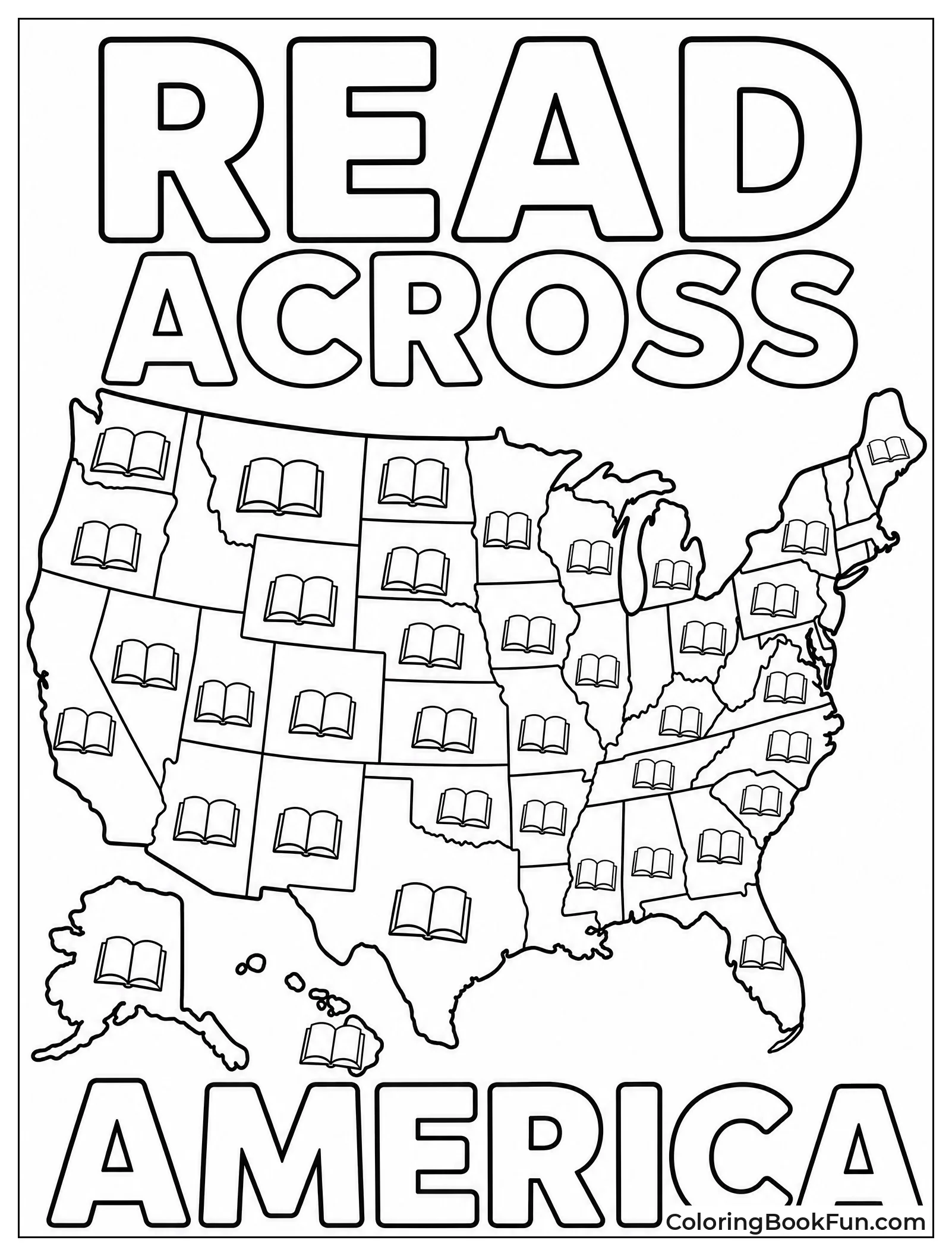United States Map with Books on States