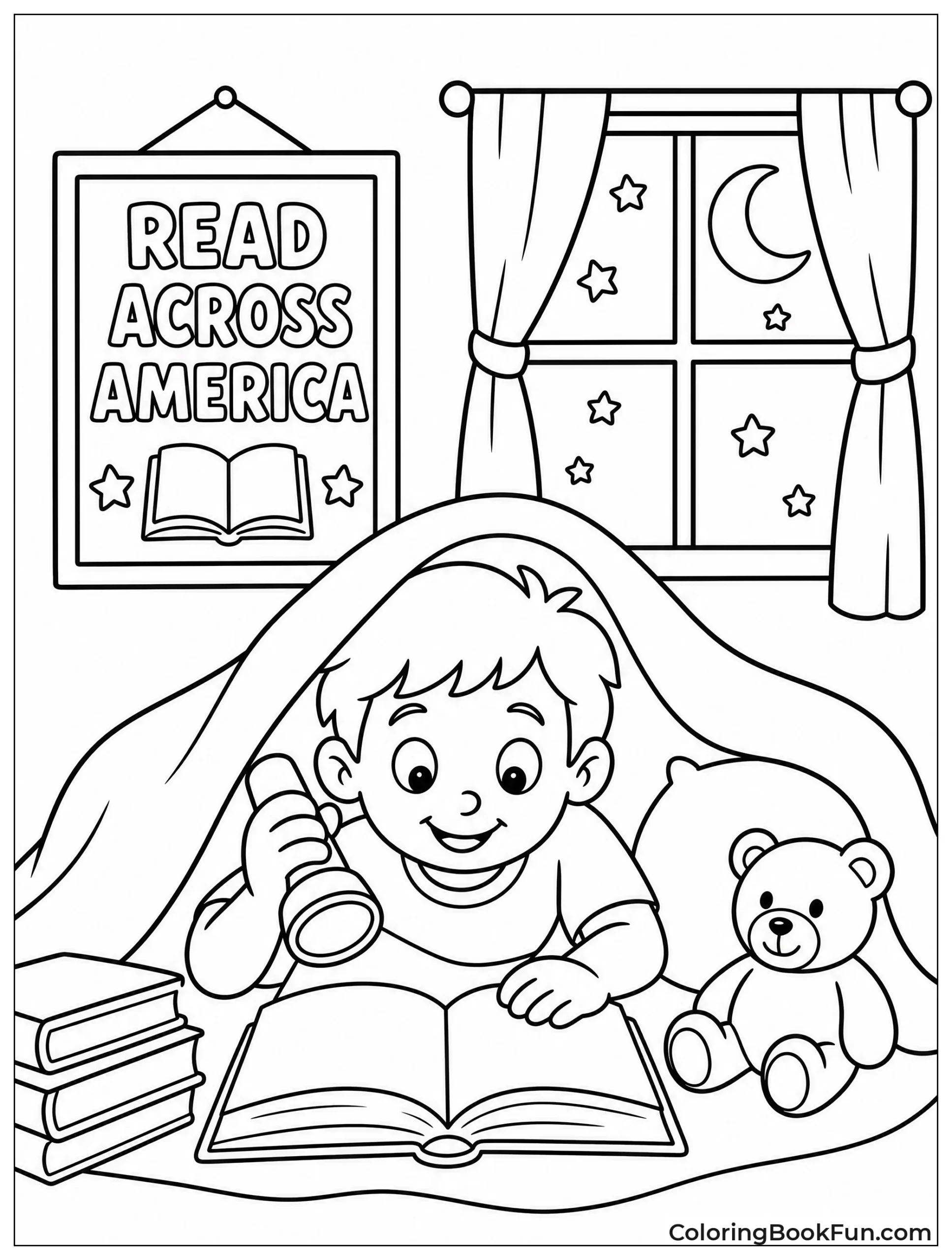 Reading Under Blanket with Flashlight