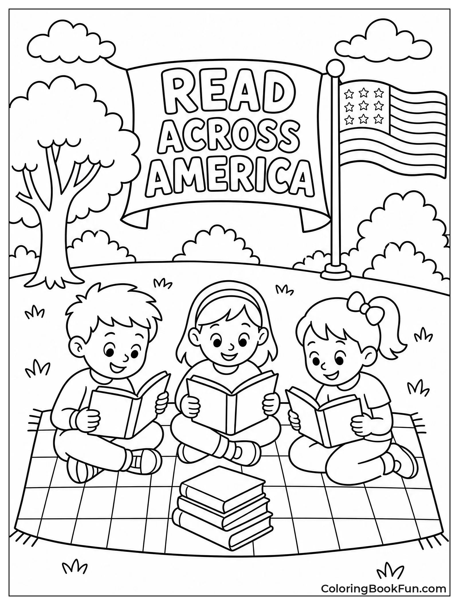 Picnic Reading on Blanket in Park